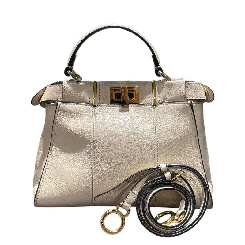 フェンディ FENDI ピーカーブーミニ 8BN244 アイボリー レザー レディース ショルダーバッグ【中古】
