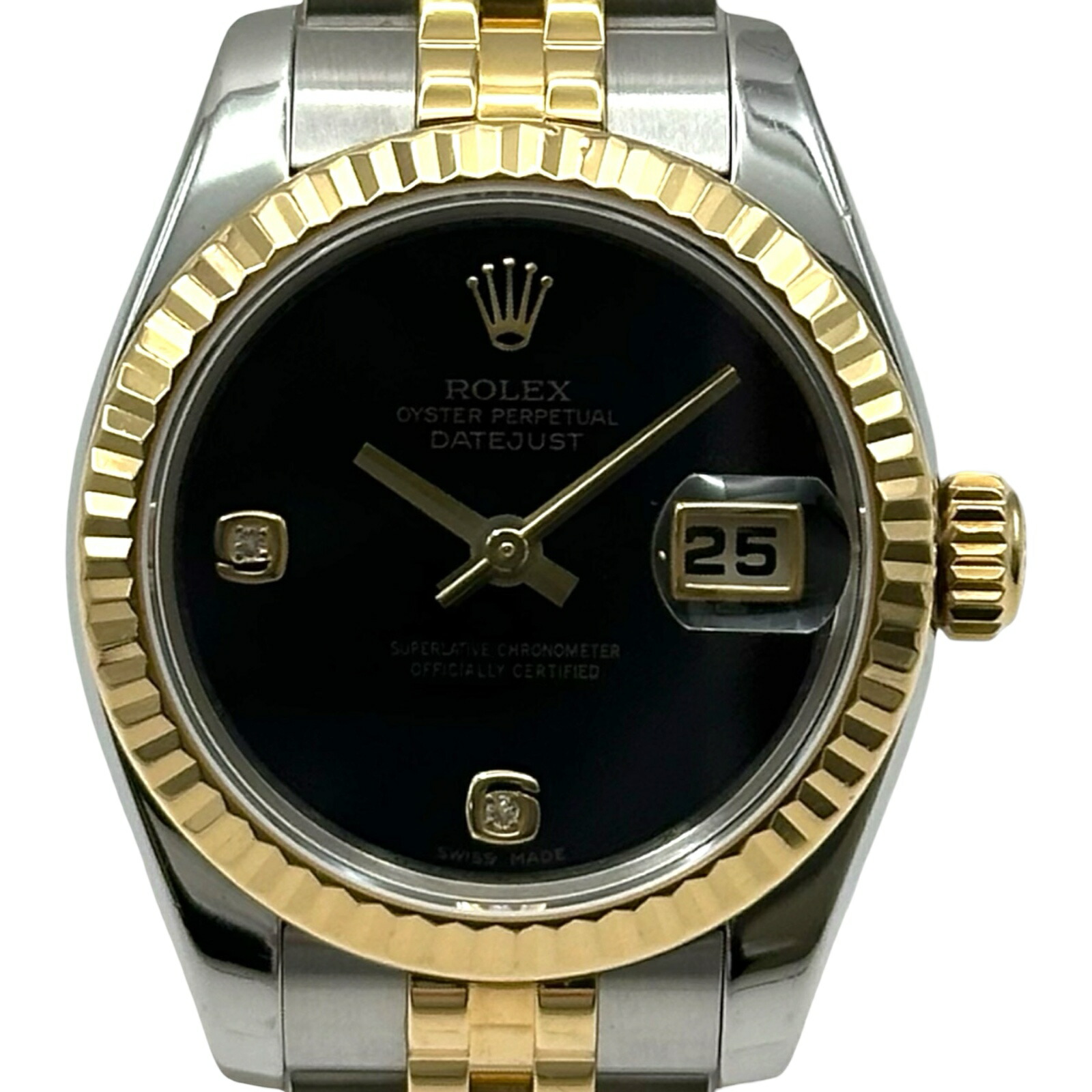 ロレックス ROLEX デイトジャスト 26 179173BR オニキス ゴールド/ステンレススチール 自動巻き レディース 腕時計【中古】｜OKURA（おお蔵）店