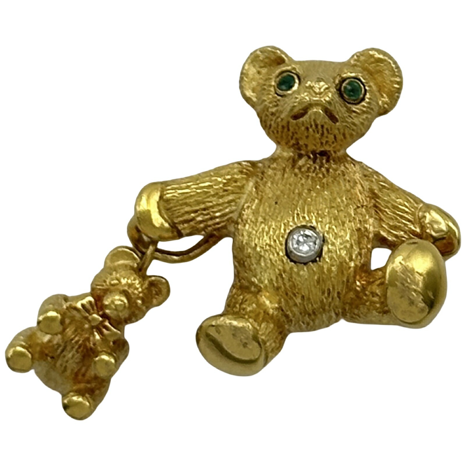 ティファニー TIFFANY＆CO テディベアブローチ ゴールド 18K エメラルド ジュエリー【中古】
