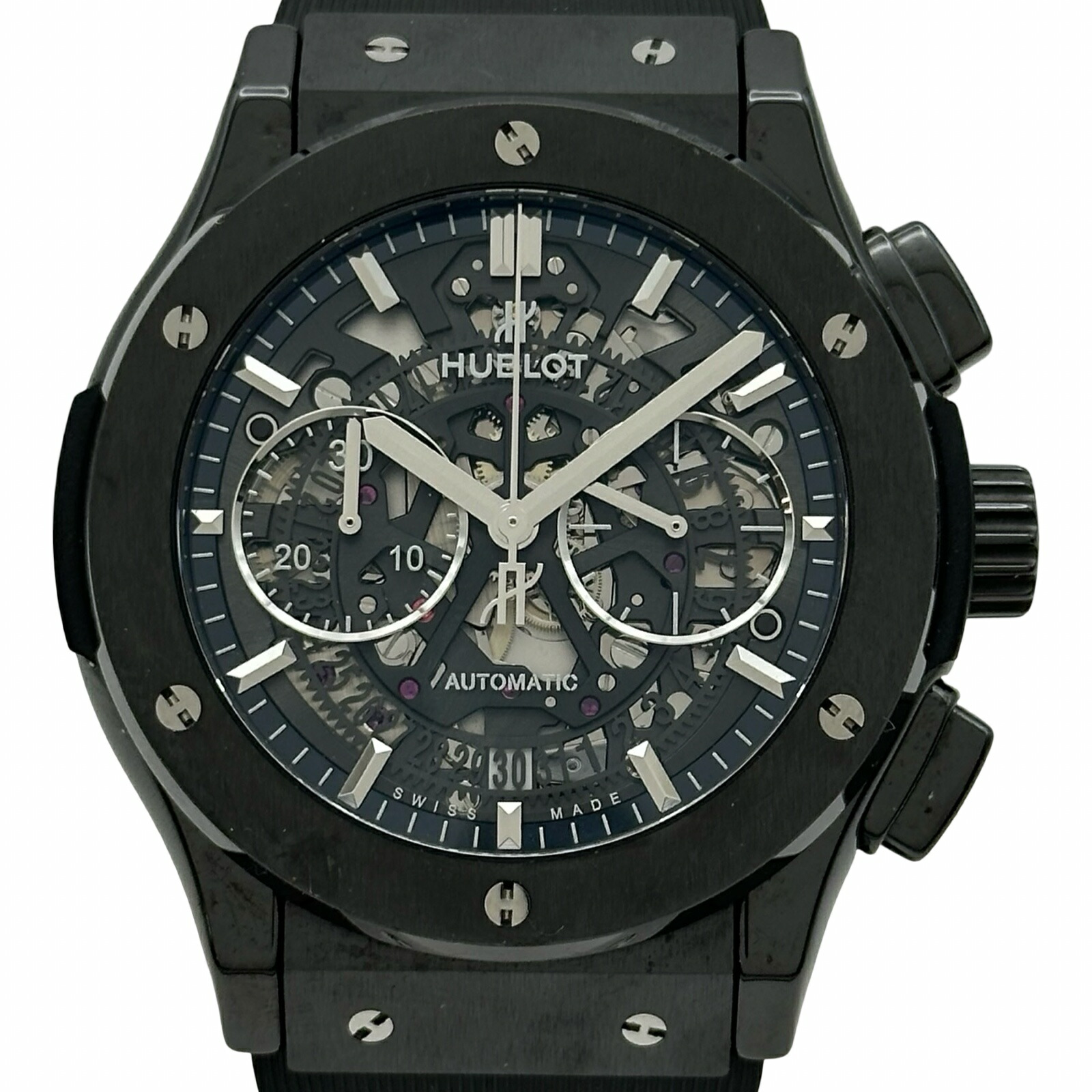 ウブロ HUBLOT クラシック フュージョン アエロフュージョン クロノグラフ 525.CM.0170.RX ブラック セラミック 自動巻き メンズ 腕時計【中古】