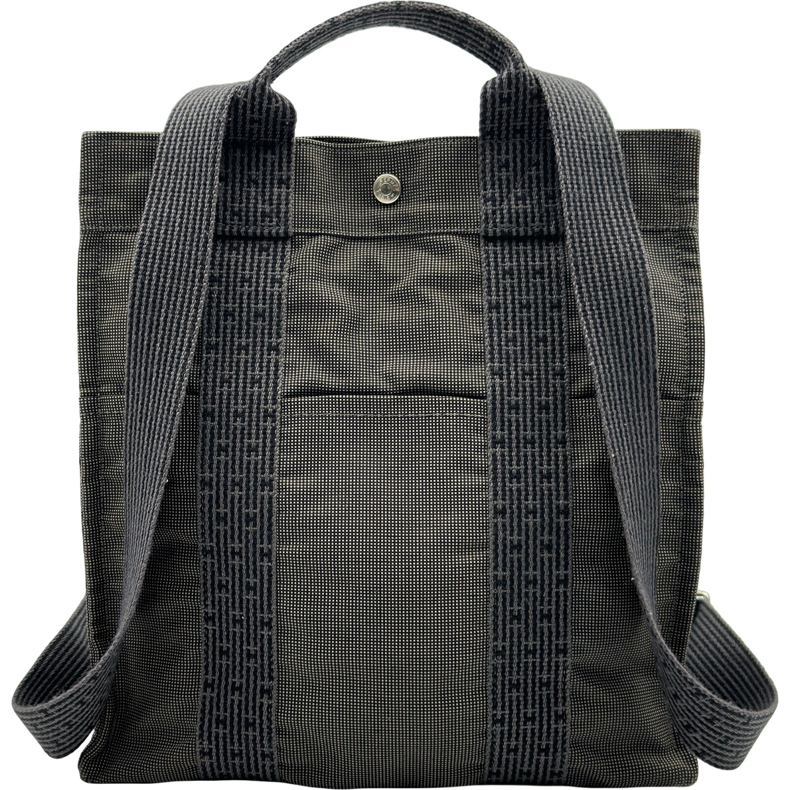 エルメス HERMES エールラインアドPM グレー ナイロンキャンバス レディース リュック デイパック【中古】
