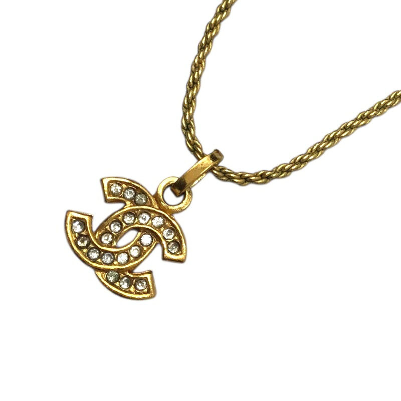 シャネル CHANEL ココマーク ネックレス ゴールド ストラス・メタル アクセサリー【中古】