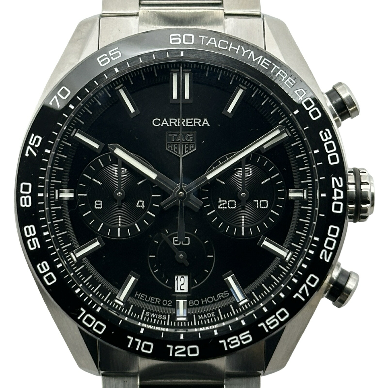タグ・ホイヤー TAG HEUER カレラ キャリバーホイヤー02 スポーツ クロノグラフ CBN2A1B.BA0643 ブラック ステンレススチール 自動巻き メンズ 腕時計【中古】｜OKURA（おお蔵）店