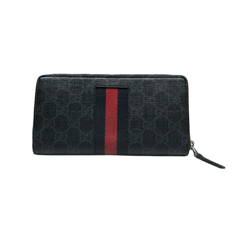 【6/1～ 最大限度30,000円OFFクーポン券！】グッチ GUCCI シェリー酒伝達ルート ラウンドチャック銭入れ 408831 黒いこと GGスプリームブラック メンズ 長銭入れ【中古】