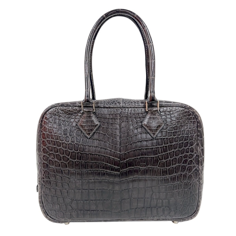 エルメス HERMES プリュム28 □E刻印　（2001年製造） グラファイト　シルバー金具 ニロティカス　マット ユニセックス ハンドバッグ【中古】