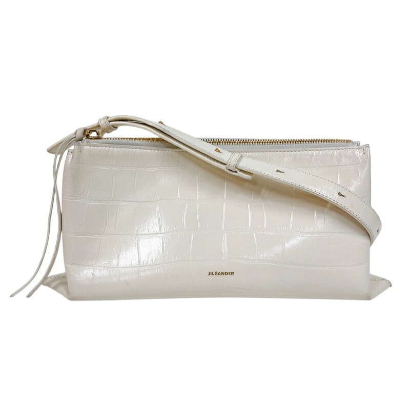 ジルサンダー JIL SANDER エンパイアスモールショルダーバッグ J07WD0051-P6574 アイボリー　ゴールド金具 レザー レディース ショルダーバッグ【中古】 44,200円
