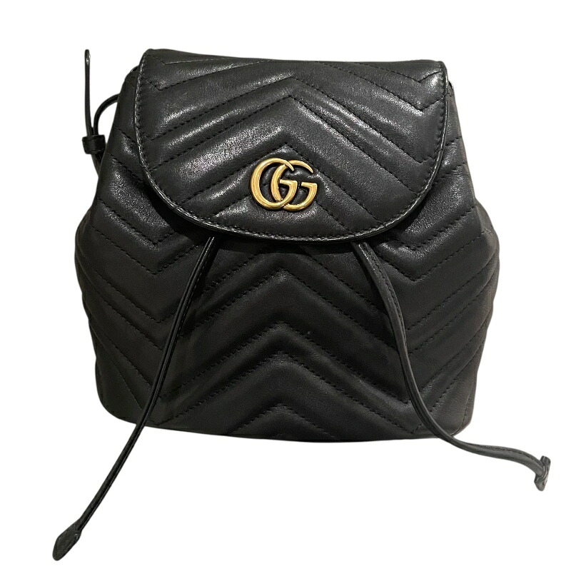 グッチ GUCCI GGマーモント キルティング うしろ側容器に並べる 528129 黒いこと なめし革 レディース 背嚢・デイパック【中古】