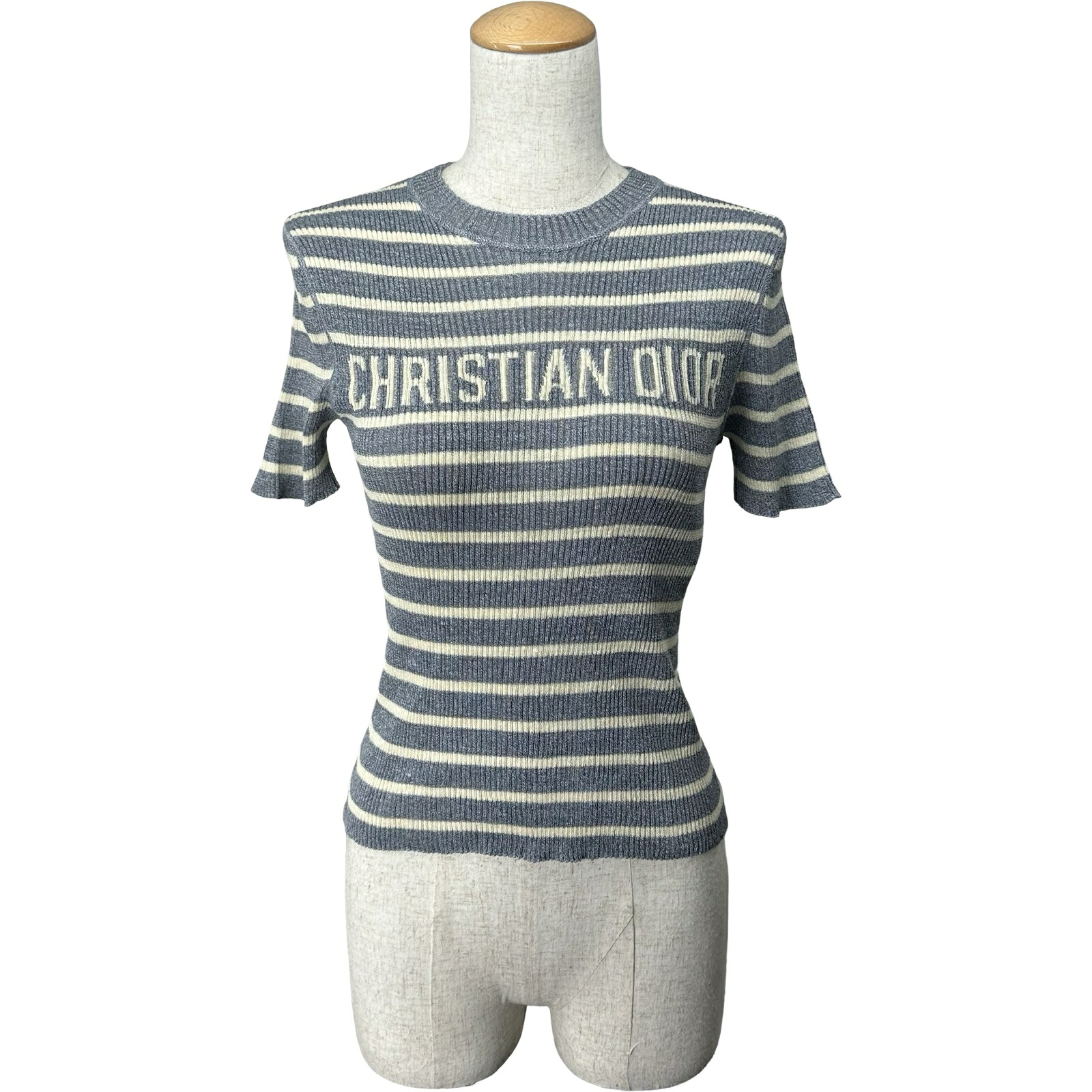 クリスチャン・ディオール Christian Dior Dioriviera ショートスリーブニットセーター 544S15A7034 ブルー リネン レディース セーター【中古】 81,400円