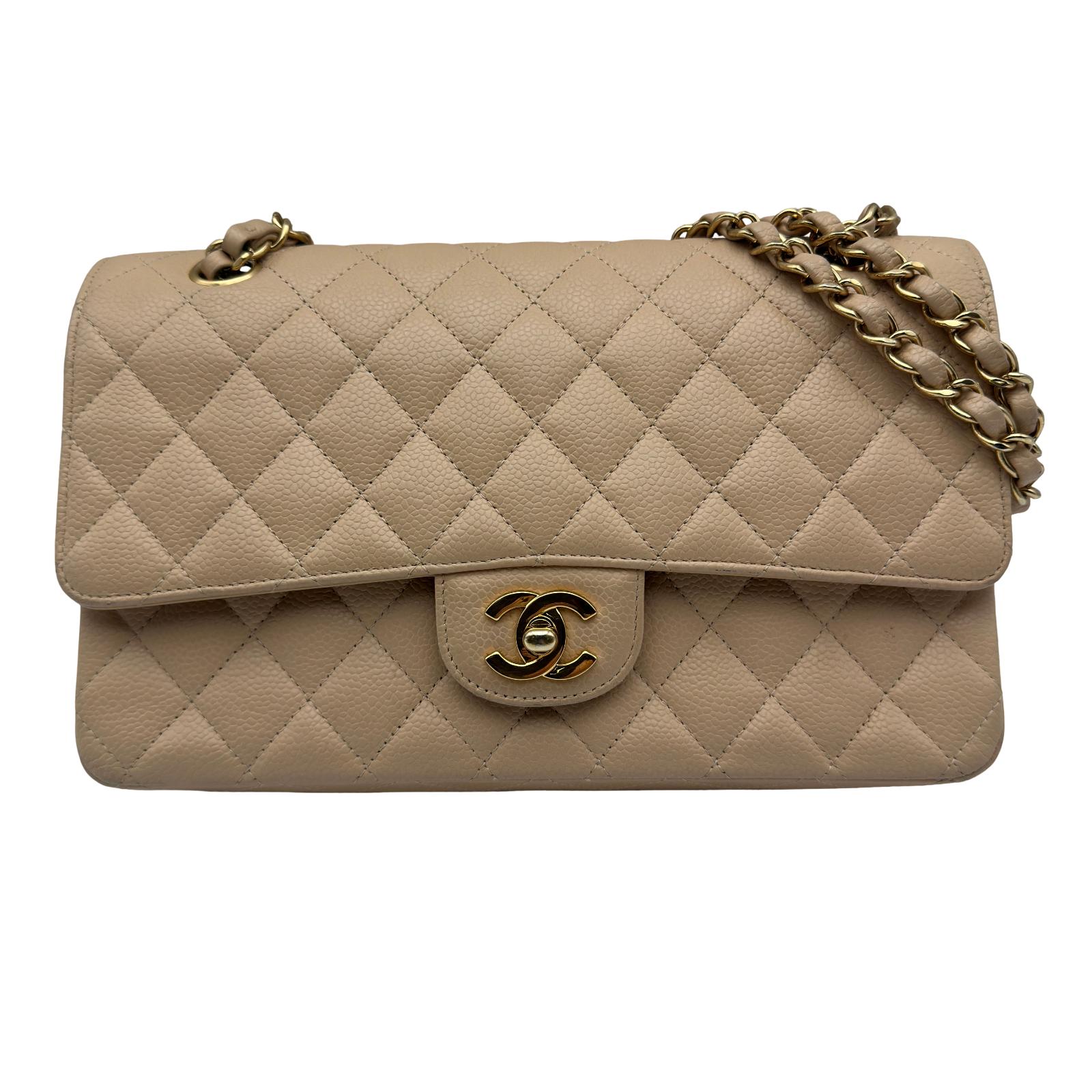 シャネル CHANEL マトラッセ25 A01112 ベージュ/ゴールド キャビアスキン レディース ショルダーバッグ【中古】｜OKURA（おお蔵）店