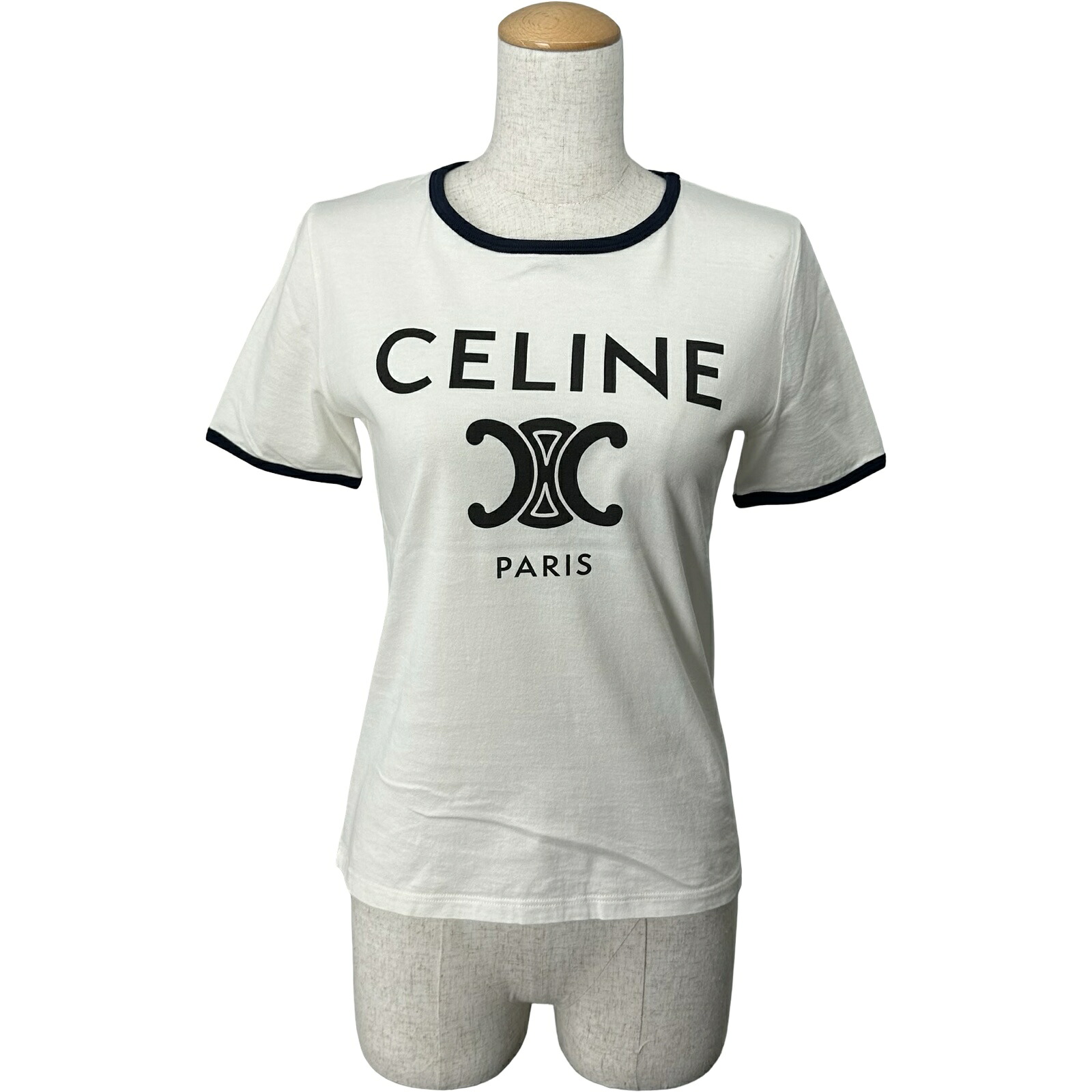 セリーヌ CELINE トリオンフロゴ半袖Tシャツ 2X872671Q ホワイト コットン レディース 半袖Ｔシャツ【中古】 24,140円