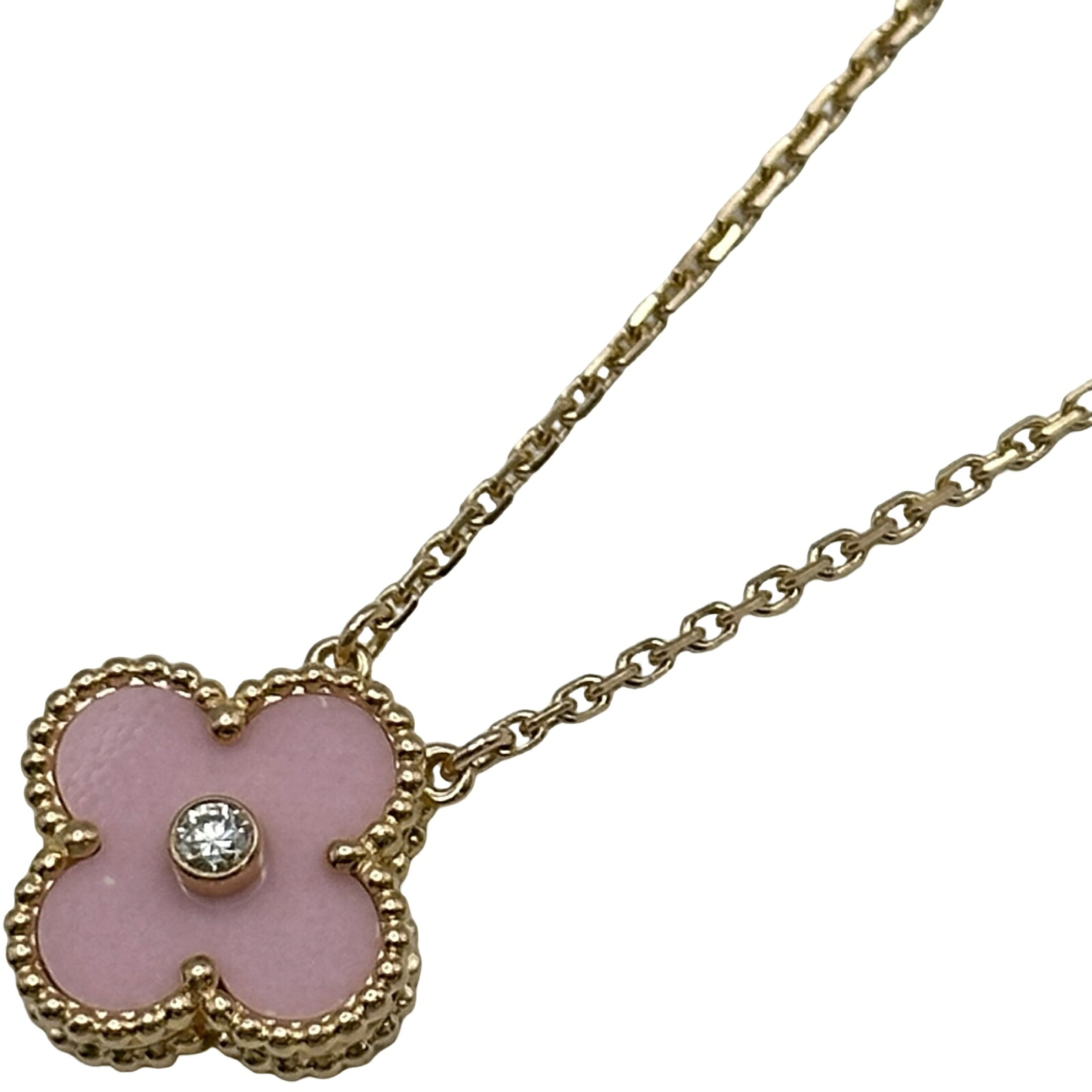 ヴァンクリーフ＆アーペル Van Cleef & Arpels ヴィンテージアルハンブラネックレス ピンクゴールド Au750 ピンクセーブル ジュエリー【中古】