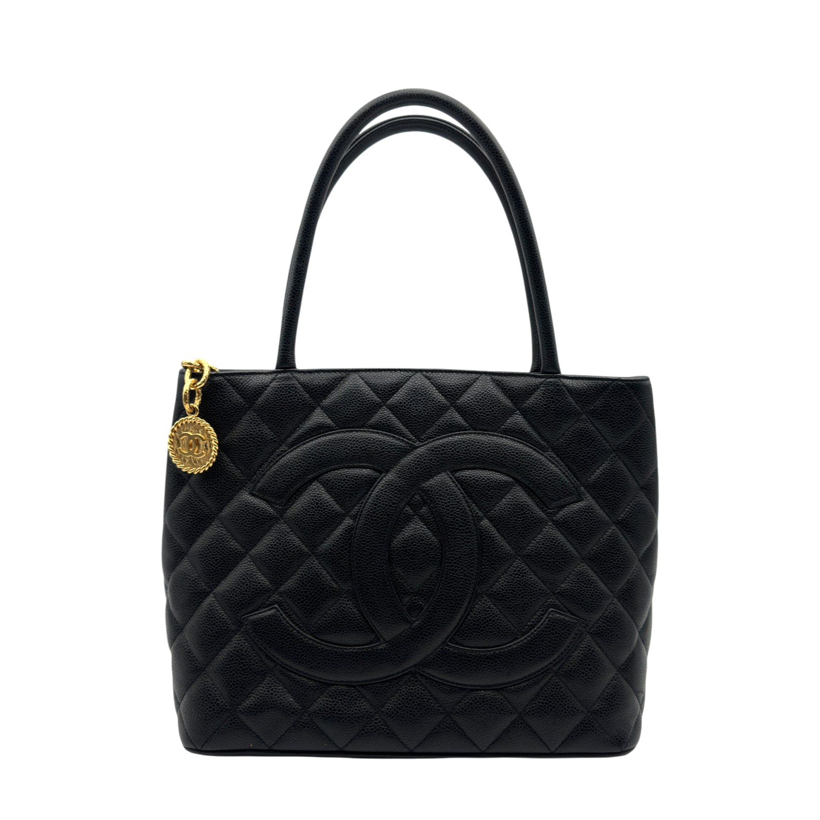 シャネル CHANEL 復刻トート A01804 6番台 ブラック ゴールド金具 キャビアスキン レディース トートバッグ【中古】