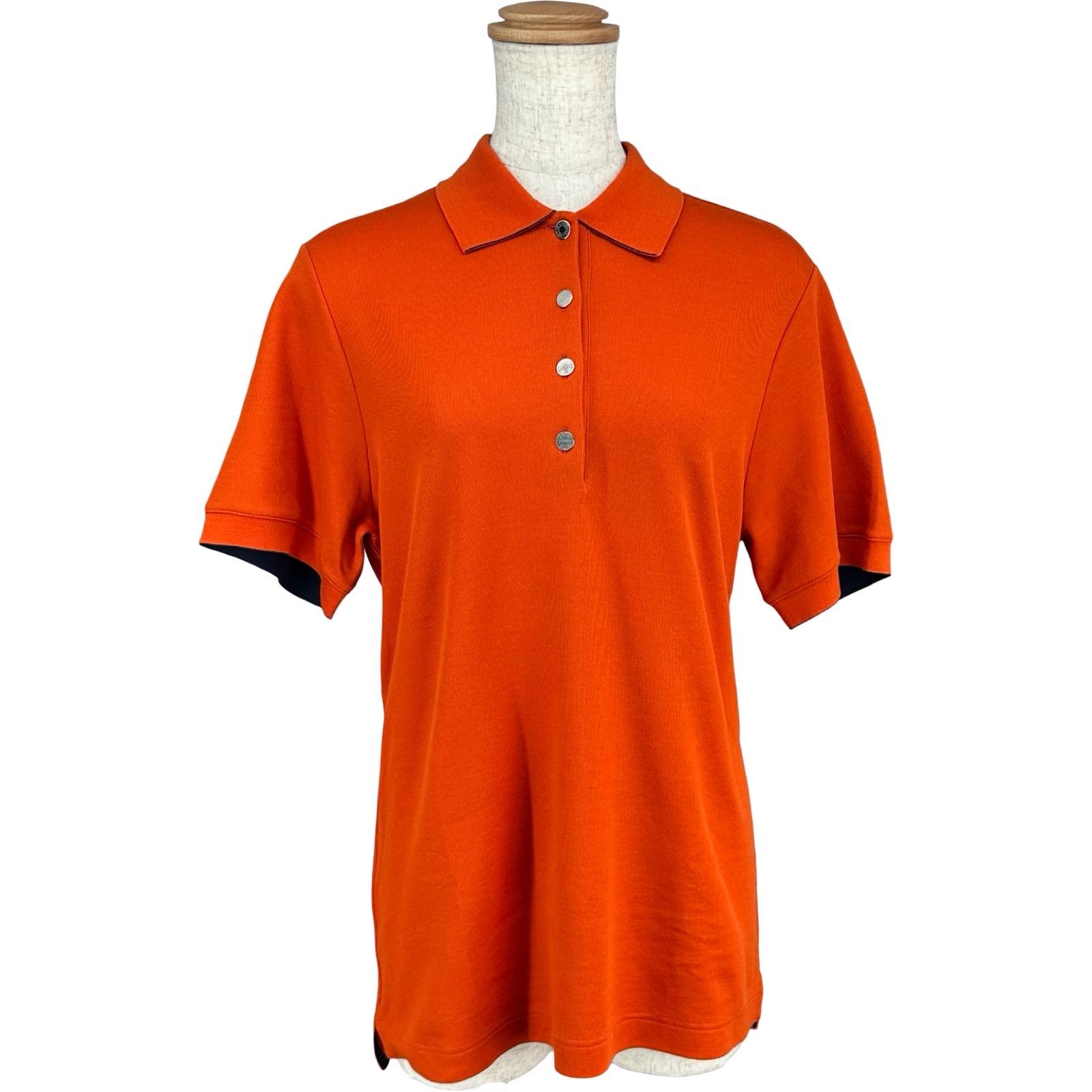 エルメス HERMES セリエボタンポロシャツ オレンジ コットン レディース ポロシャツ【中古】
