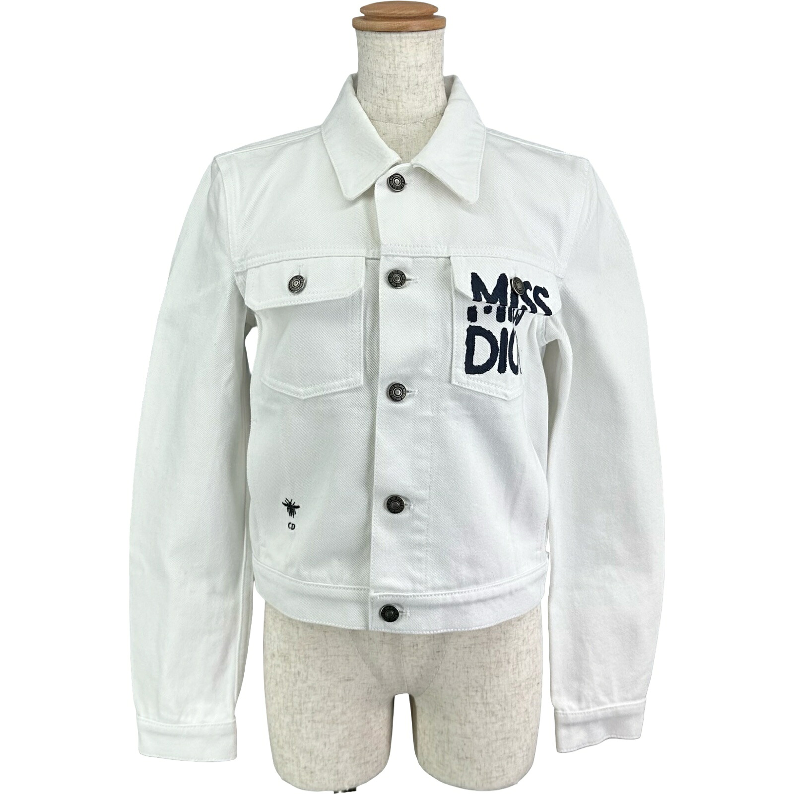 クリスチャン・ディオール Christian Dior MISS DIOR デニムブルゾン 452V11A3387 ホワイト コットン レディース デニムジャケット【中古】