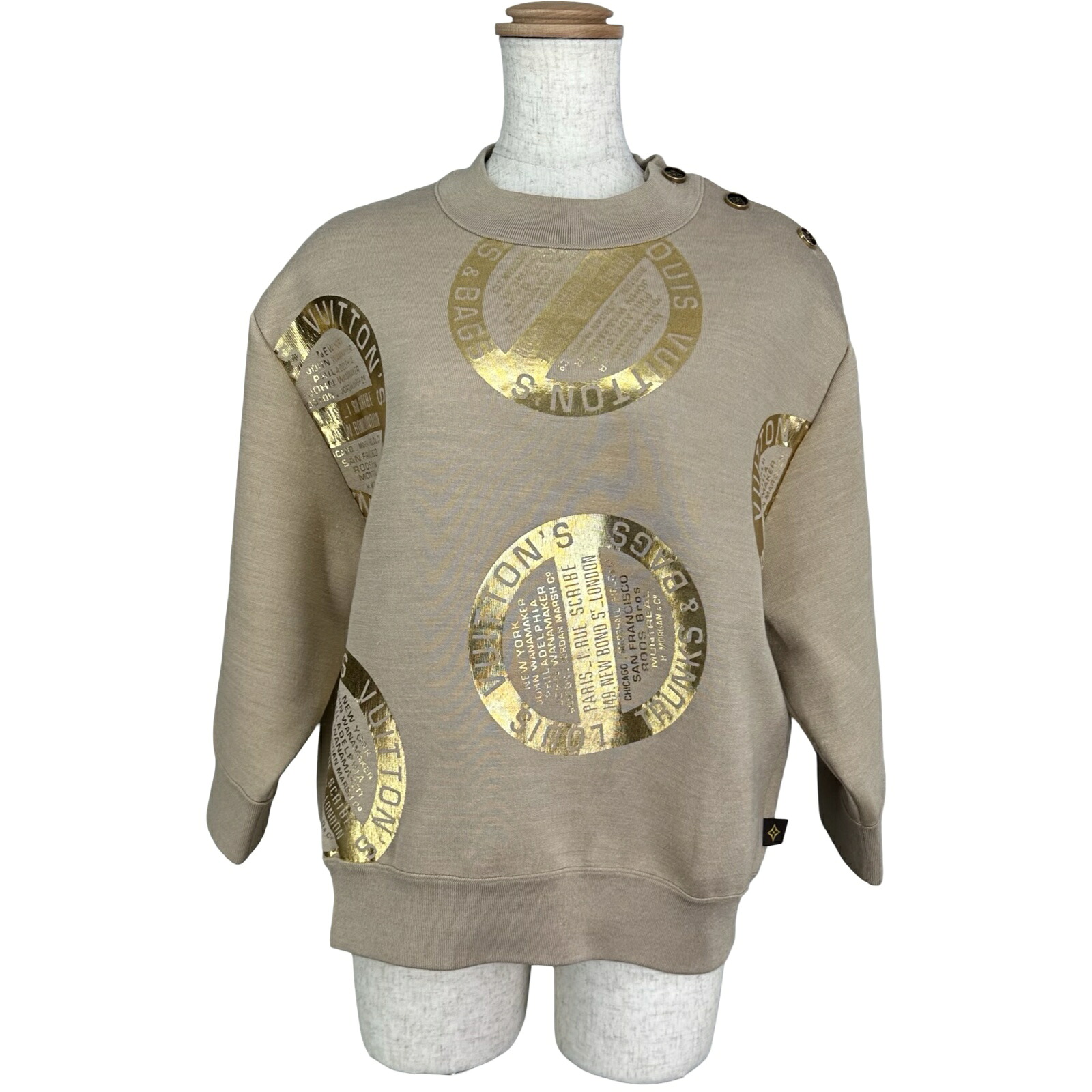 ルイ・ヴィトン LOUIS VUITTON ロゴプリントスウェットシャツ FJKL37YDX ベージュ ナイロン/絹地 レディース 汗水【中古】