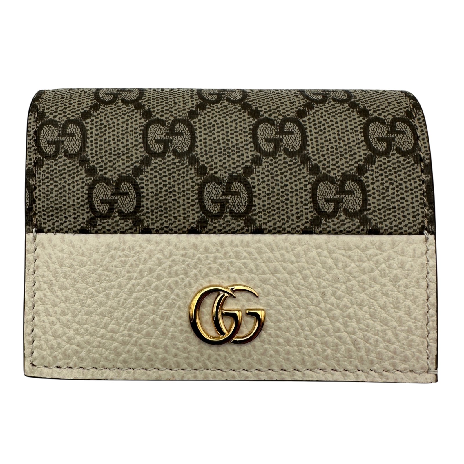グッチ GUCCI ダブルGカードケースウォレット 658610 白いこと GGスプリーム レディース 二つ折り紙入れ【中古】