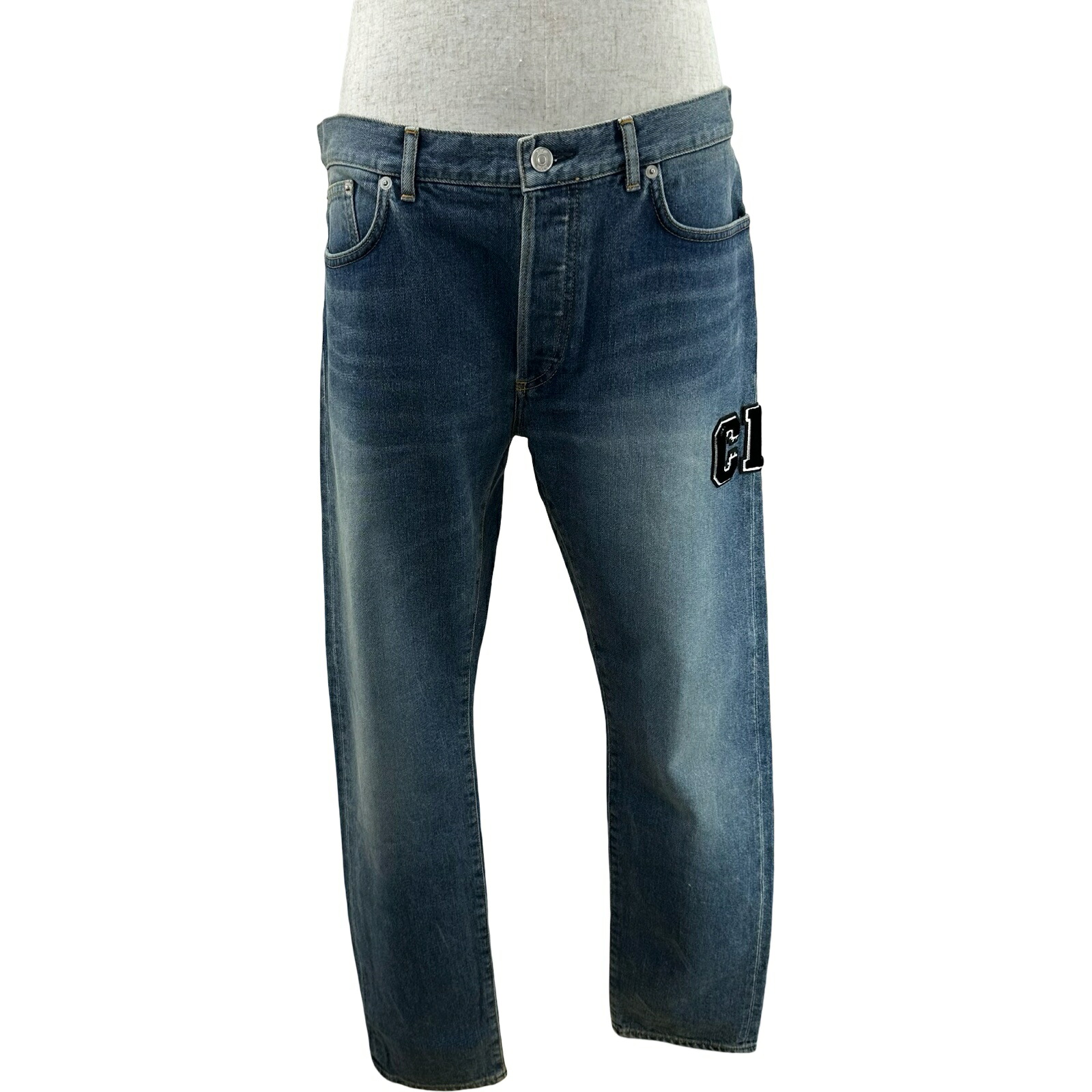 クリスチャン・ディオール Christian Dior ロゴワッペンレギュラーフィットデニムパンツ 193DS11DY988 ブルー コットン メンズ デニムパンツ【中古】