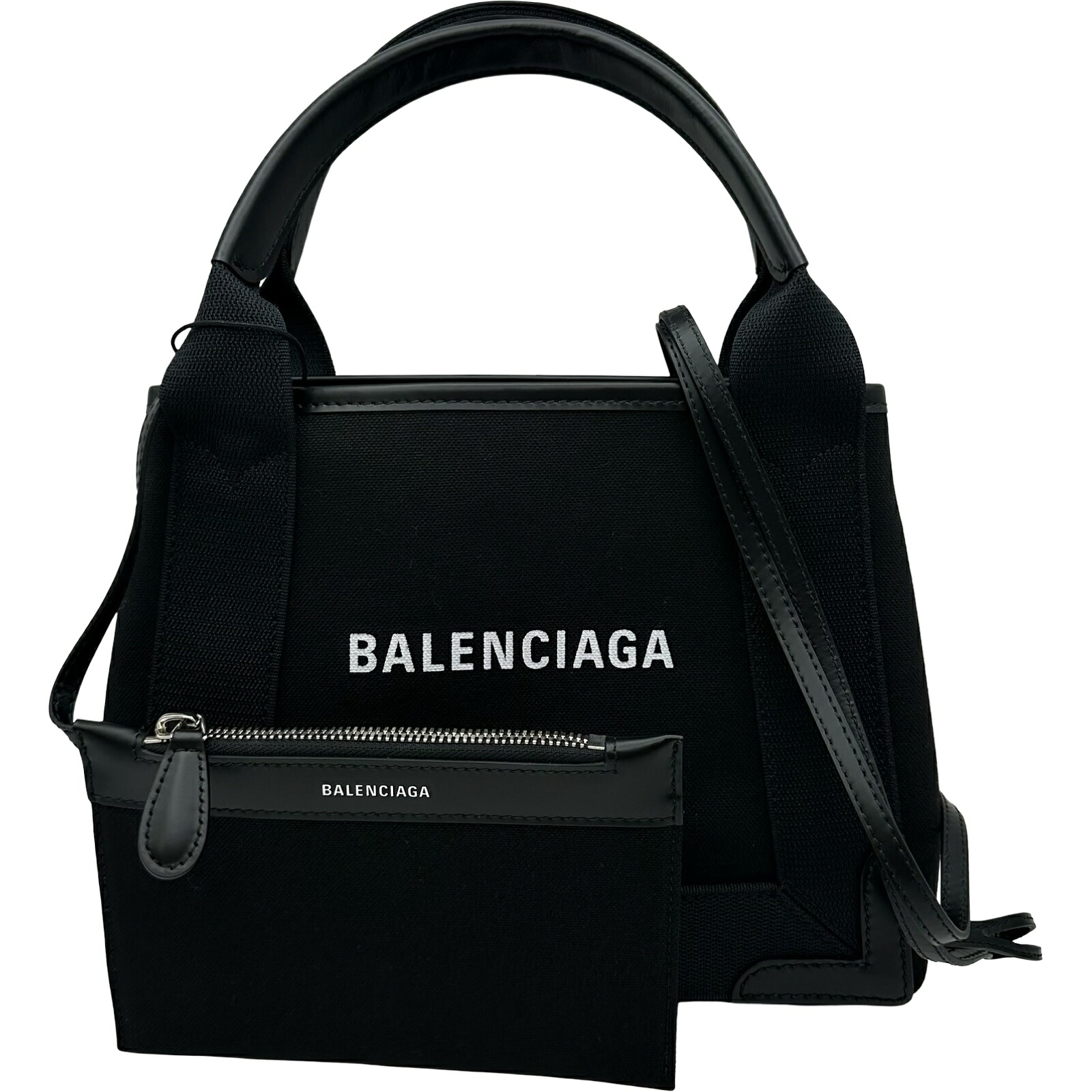 バレンシアガ BALENCIAGA ネイビーカバスXS 390346 ブラック キャンバス レディース ショルダーバッグ【中古】