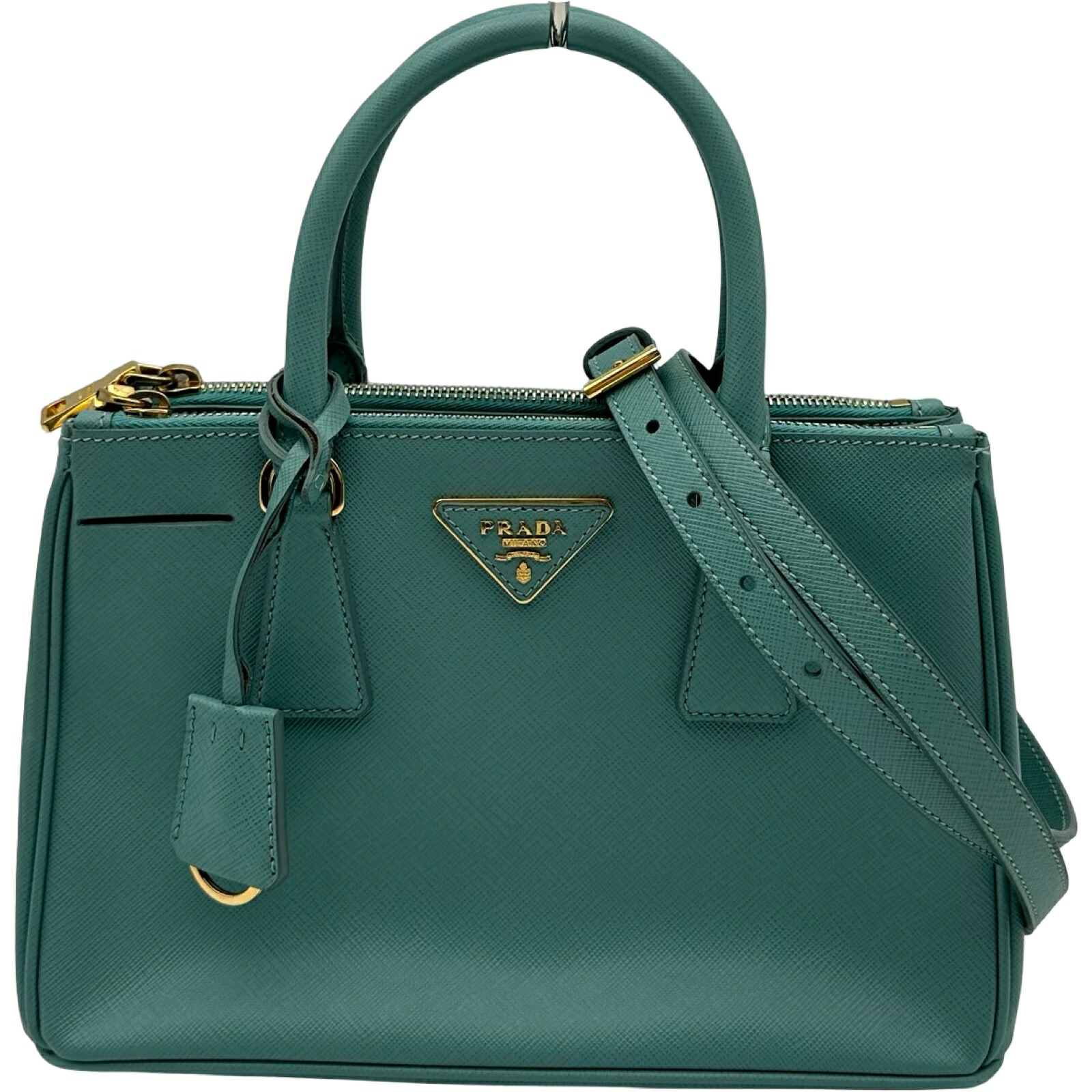 プラダ PRADA ガレリア2WAY御徒面子 BN2316 点火装置青碧 サフィアーノ レディース ショルダーバッグ【中古】