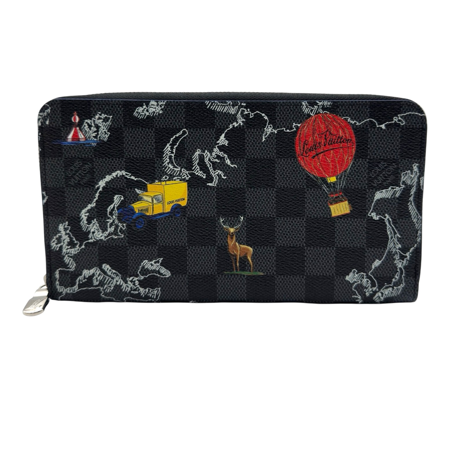 ルイ・ヴィトン LOUIS VUITTON 軍用地図 ジッピー まとめ役NM N40204 薄墨色 ダミエ・グラフィット 帆布 メンズ 長金入れ【中古】