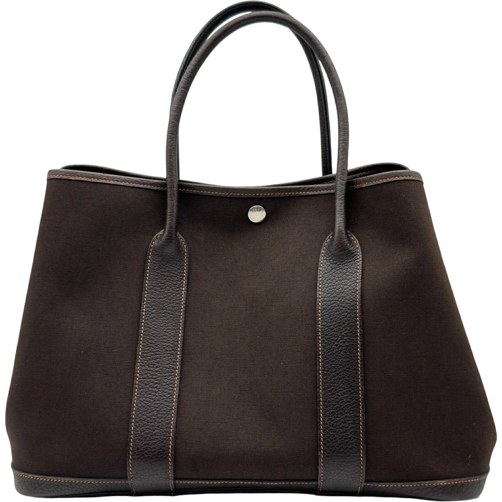 エルメス HERMES ガーデンパーティPM □H刻 ブラウン トワル/ブッフル ユニセックス トートバッグ【中古】