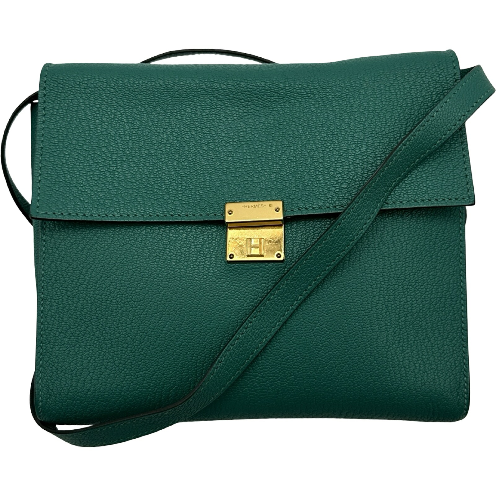 エルメス HERMES 鳴らす16 D刻 ヴェールヴェローヌ ゴールド金具 シェーブル レディース ショルダーバッグ【中古】