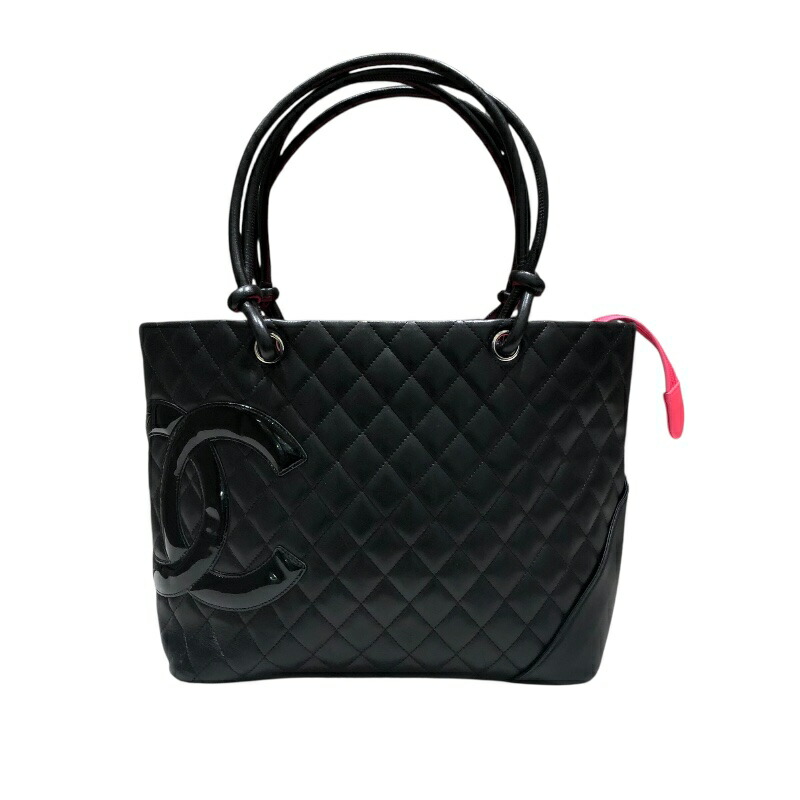 【6/1～ 最大限度30,000円OFFクーポン券！】シャネル CHANEL カンボンラインラージトート A25169 黒いこと しろがね色金具 子ウシ レディース ハンドバック【中古】