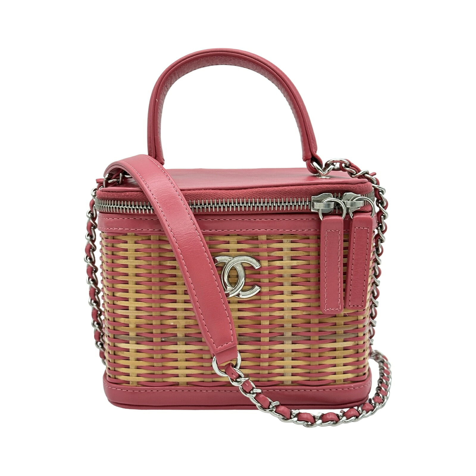 シャネル CHANEL ココマークパニティショルダー AS1352 29番台 サクラ色/しろがね色金具 ラタン/子ウシ レディース ショルダーバッグ【中古】 レディースバッグ-バッグ・小物・ブランド雑貨