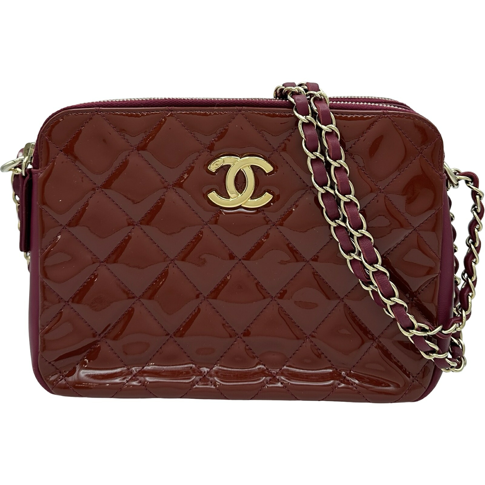 シャネル CHANEL ココマークカメラケース A92667 20番台 うす暗いサクラ色 ゴールド金具 エナメル レディース ショルダーバッグ【中古】