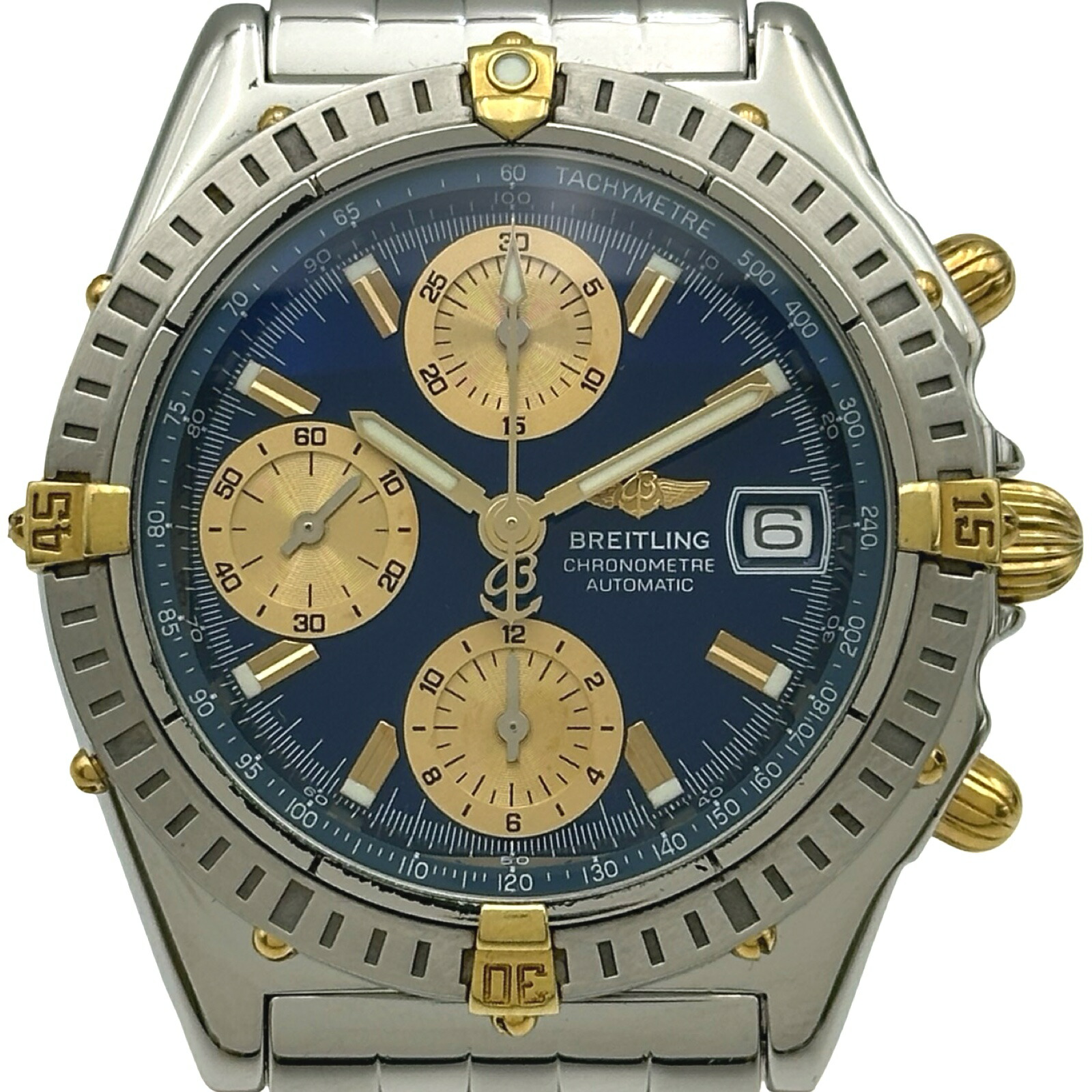 ブライト輪っか BREITLING クロノマット ビコロ B13352 青碧 黄色ゴールド/ステンレス鋼スチール写真 自動小銃一巻き メンズ ウオッチ【中古】