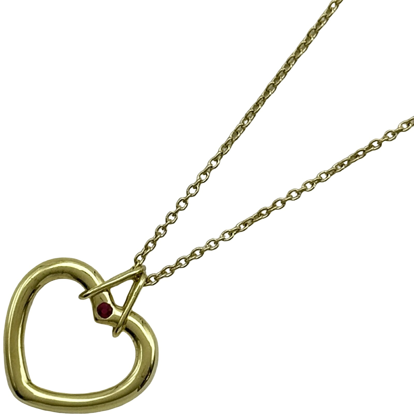 ティファニー TIFFANY&CO オープンハートネックレス ゴールド K18 ルビー ジュエリー【中古】|OKURA(おお蔵)店