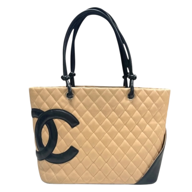 【6/1～ 最大限度30,000円OFFクーポン券！】シャネル CHANEL カンボンライン トートラージ A25169 ベージュ、黒いこと 子ヒツジ人はだ レディース ハンドバック【中古】