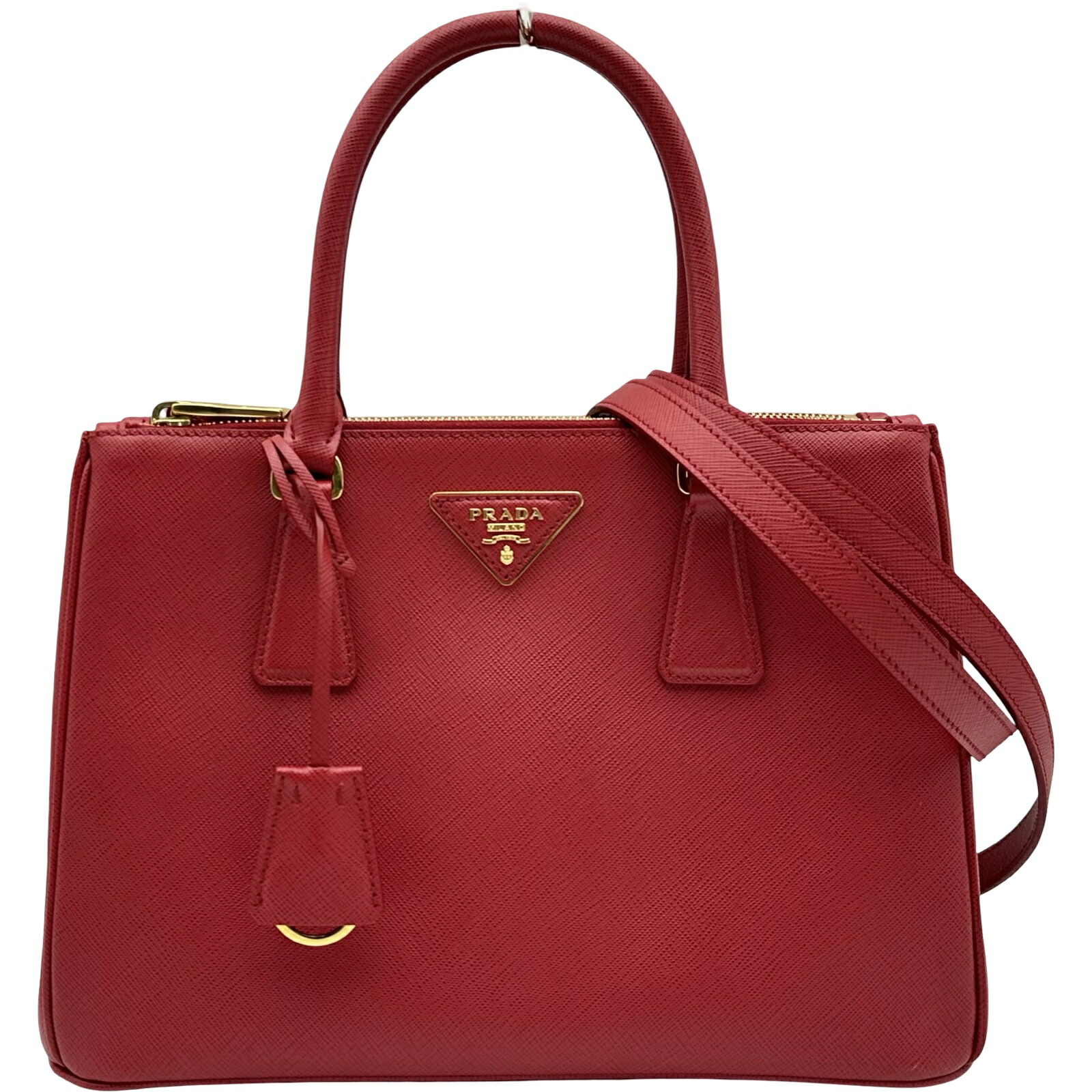 プラダ PRADA ガレリア 並み並み  1BA863 赤いこと サフィアーノレザー レディース ショルダーバッグ【中古】