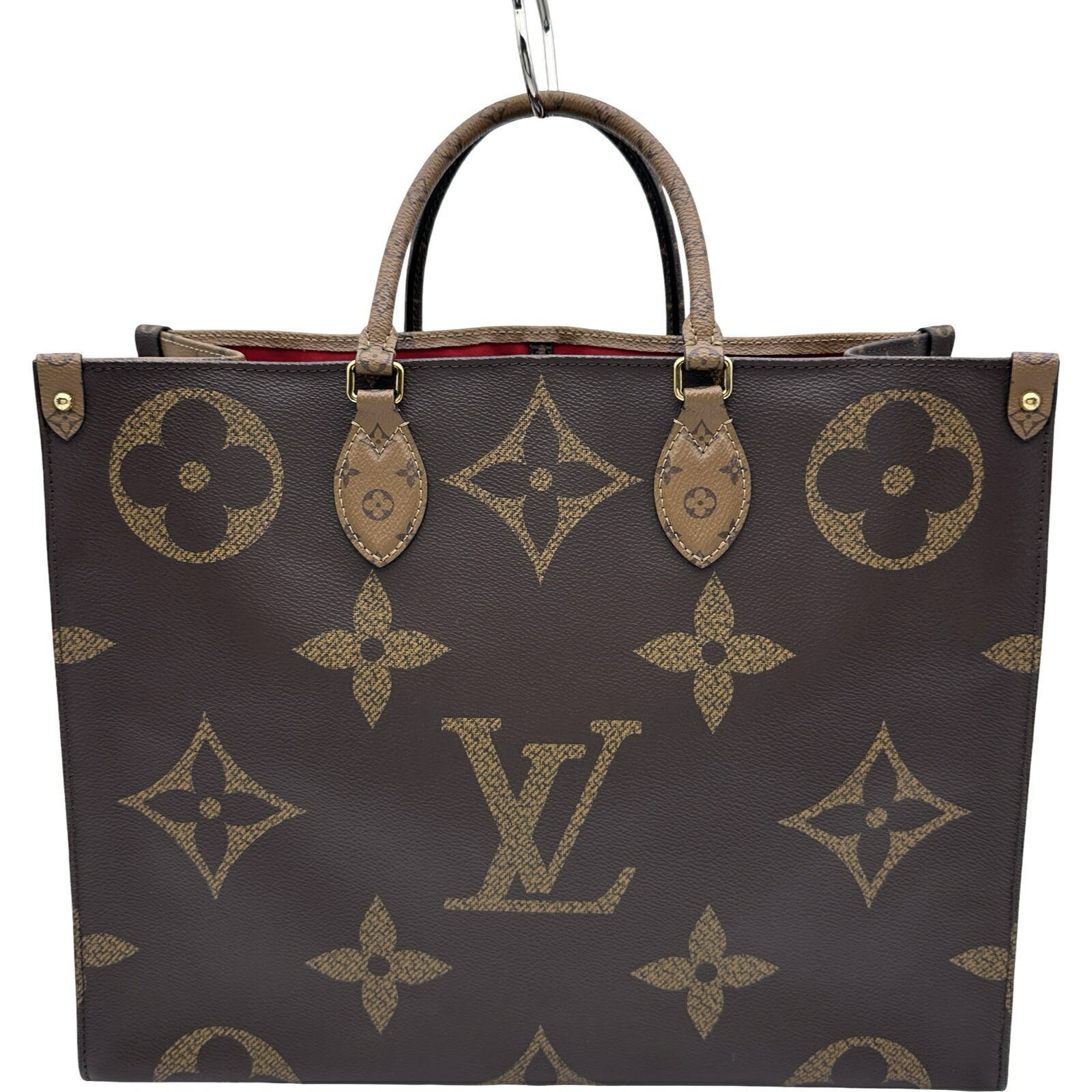 ルイ・ヴィトン LOUIS VUITTON オンザゴー GM M44576 赤銅色 ジャイアント・リバース メンズ ハンドバック【中古】