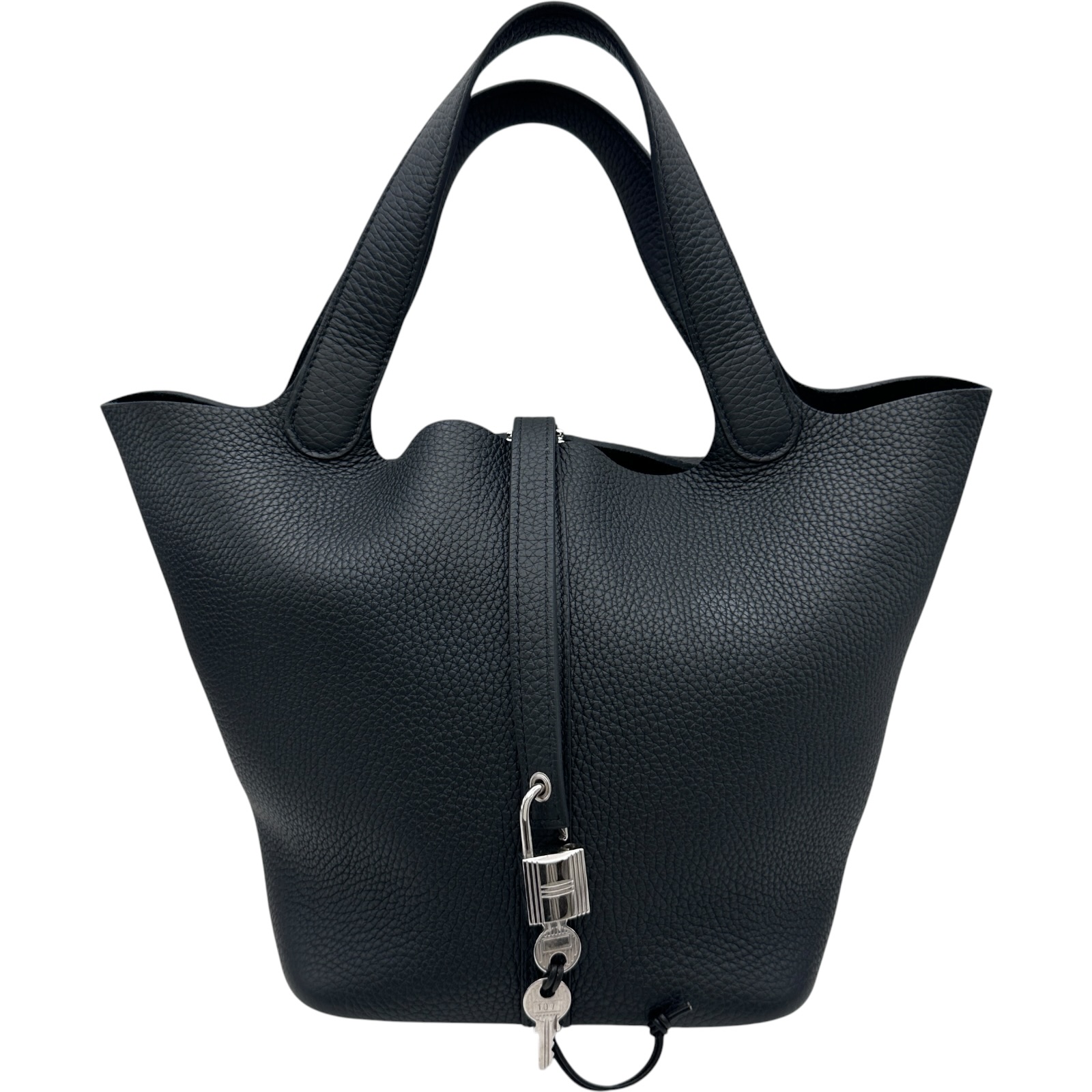 エルメス HERMES ピコタンロックMM K刻印 ブラック シルバー金具 トリヨン レディース ハンドバッグ【中古】｜OKURA（おお蔵）店