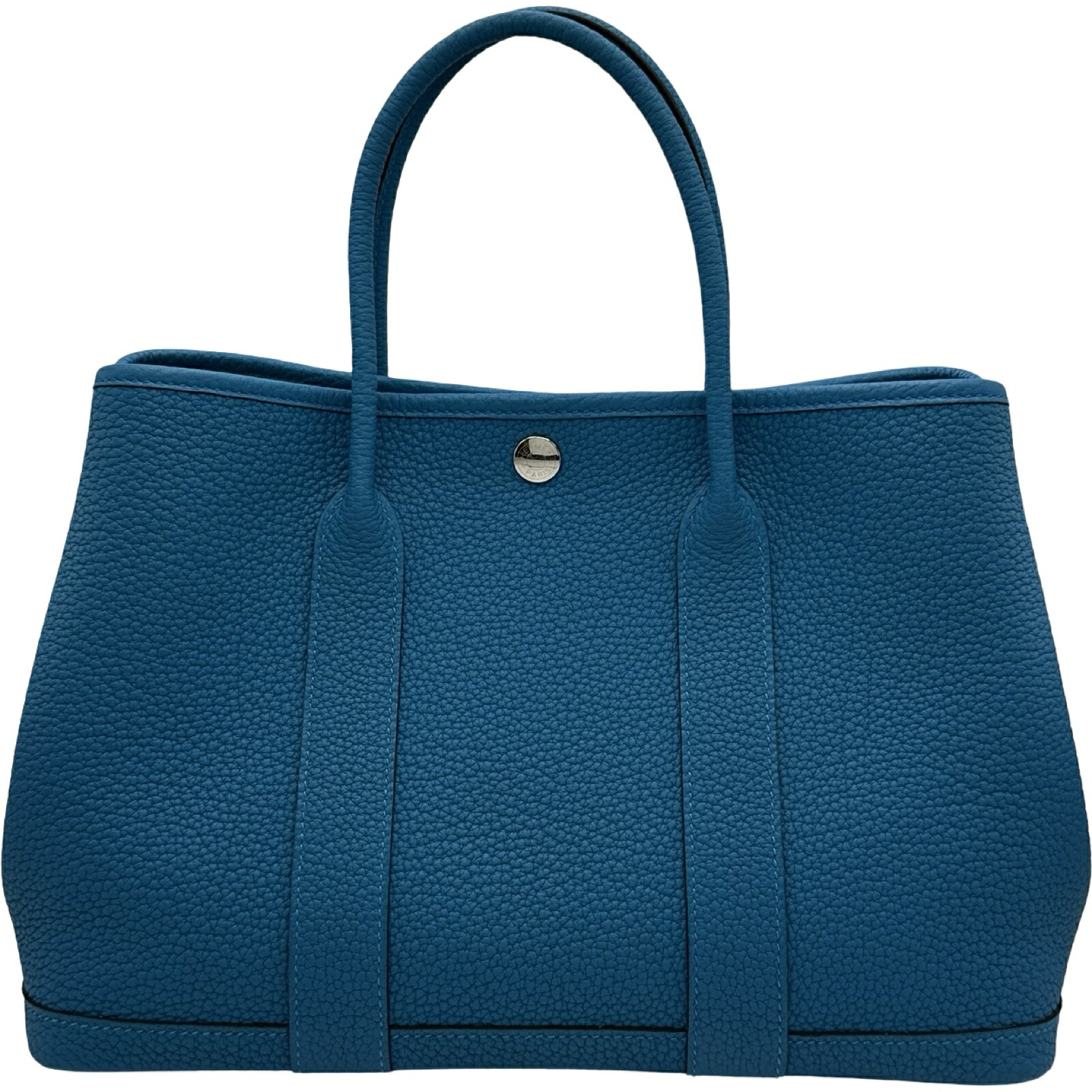 エルメス HERMES 庭園寄り合いTPM A刻 ブルーザンジバル しろがね色金具 ネゴンダ レディース トートバッグ【中古】