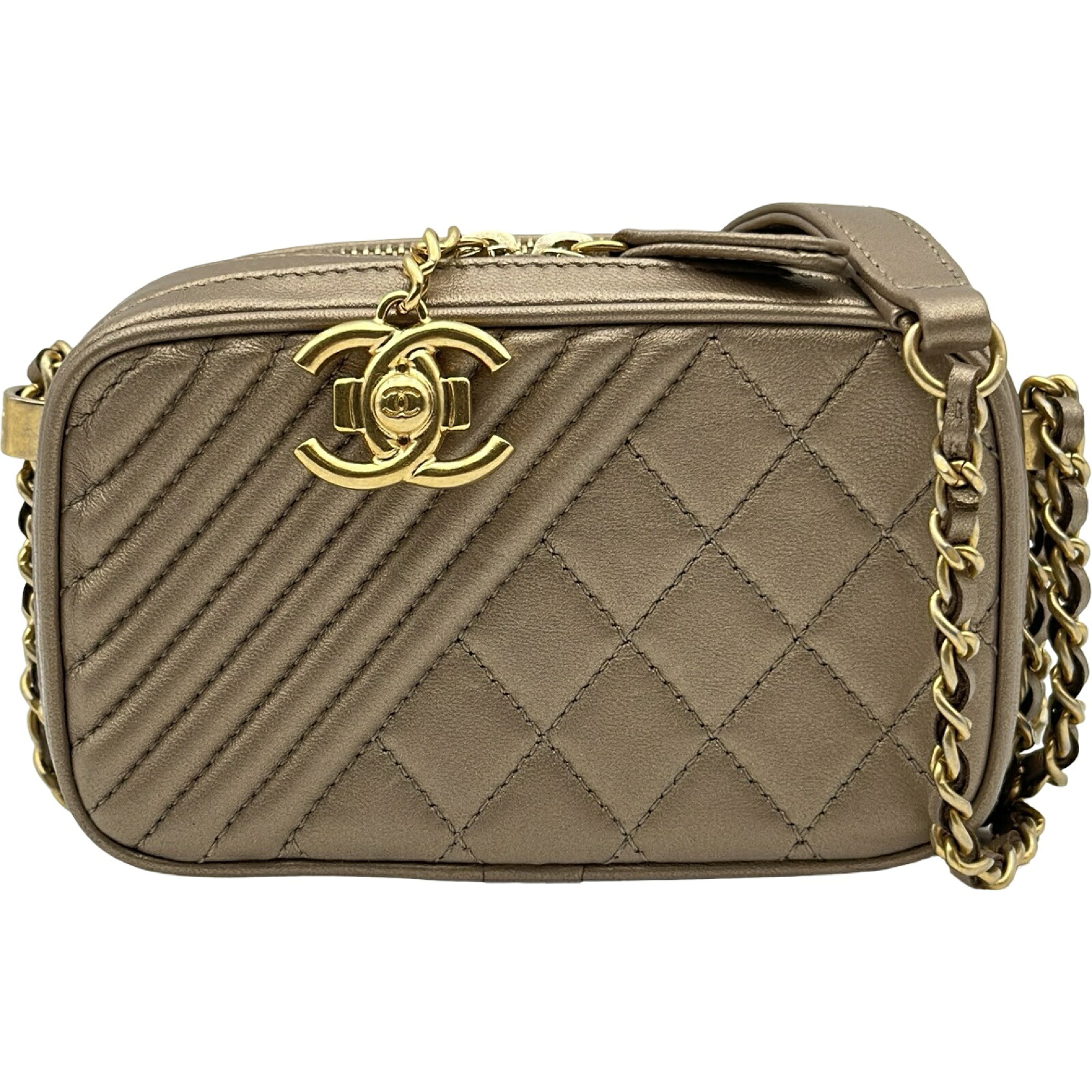 シャネル CHANEL ココマーク ミニカメラバッグ A92656 20番台 ブロンズ ゴールド金具 ラムスキン レディース ショルダーバッグ【中古】｜OKURA（おお蔵）店 142,000円