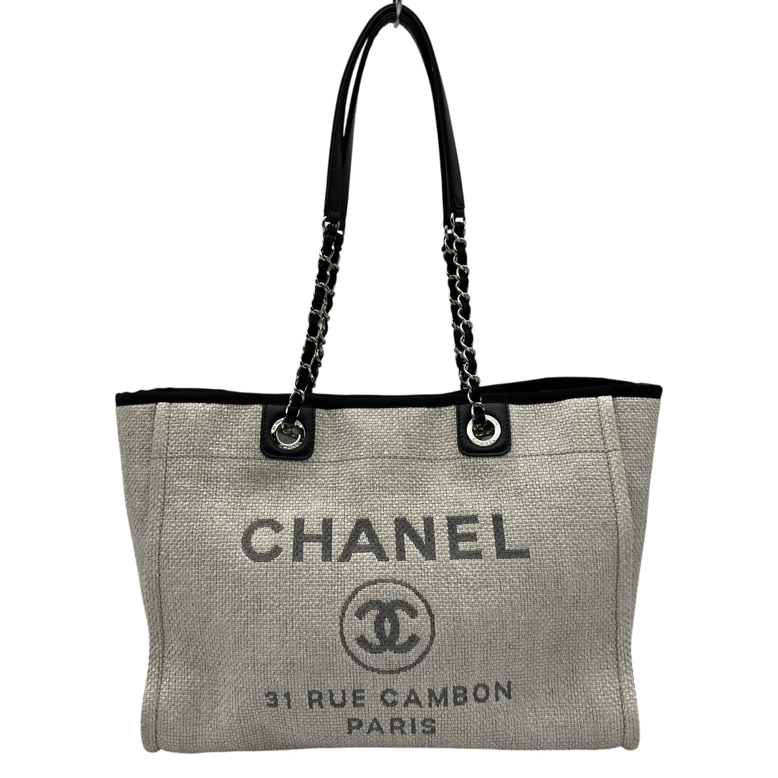 シャネル CHANEL ドーヴィルMM A67001 22番台 ホワイト/ゴールド金具 ストロー レディース トートバッグ【中古】