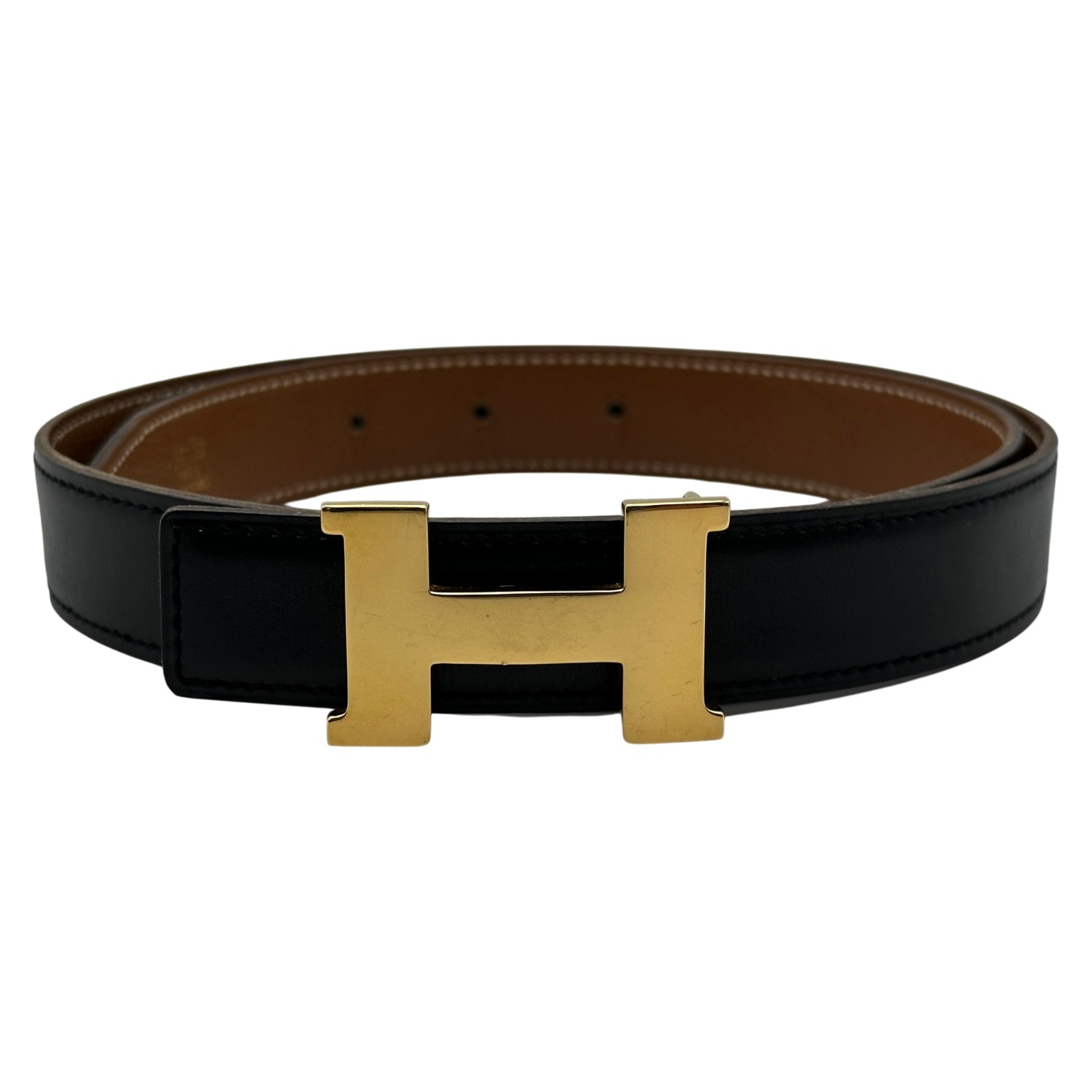 エルメス HERMES コンスタンス 三尺帯70珊 黒いこと/ゴールド金具 ボックスカーフ/クシュベル レディース 三尺帯【中古】