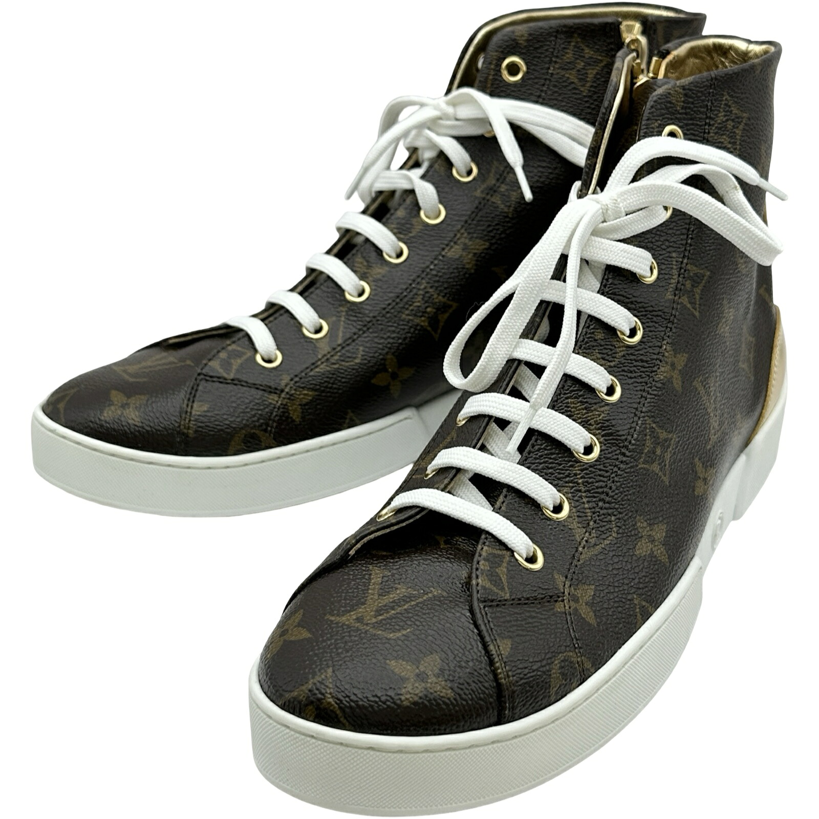 ルイ・ヴィトン LOUIS VUITTON ステラーライン モノグラムハイカットスニーカー CL0127 赤銅色 なめし革 メンズ スニーカー【中古】