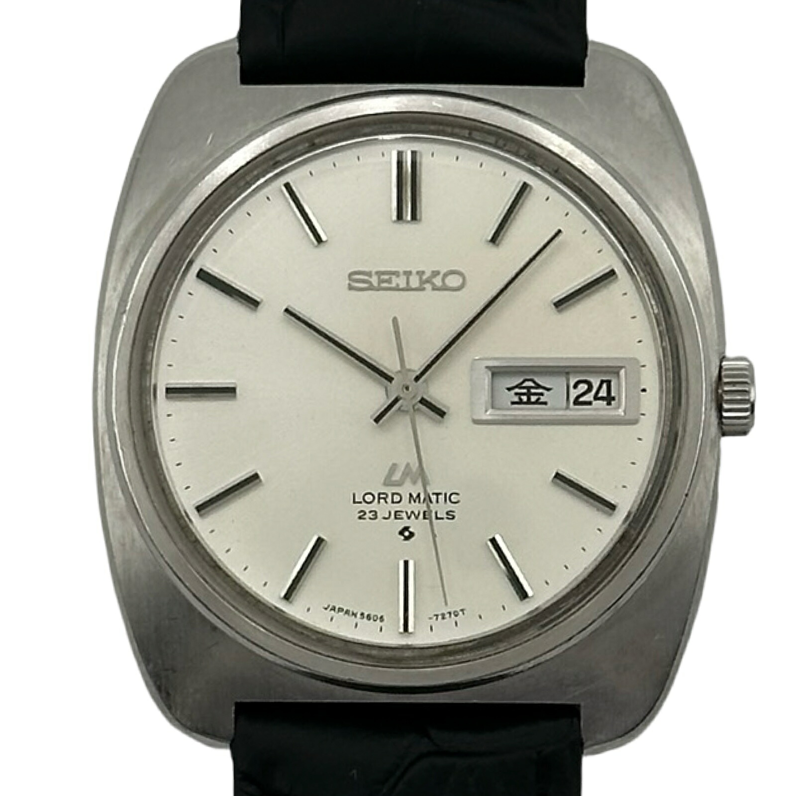 セイコー SEIKO ロードマチック 5606‐7130 しろがね色 ステンレス鋼スチール写真 自動小銃一巻き メンズ ウオッチ【中古】