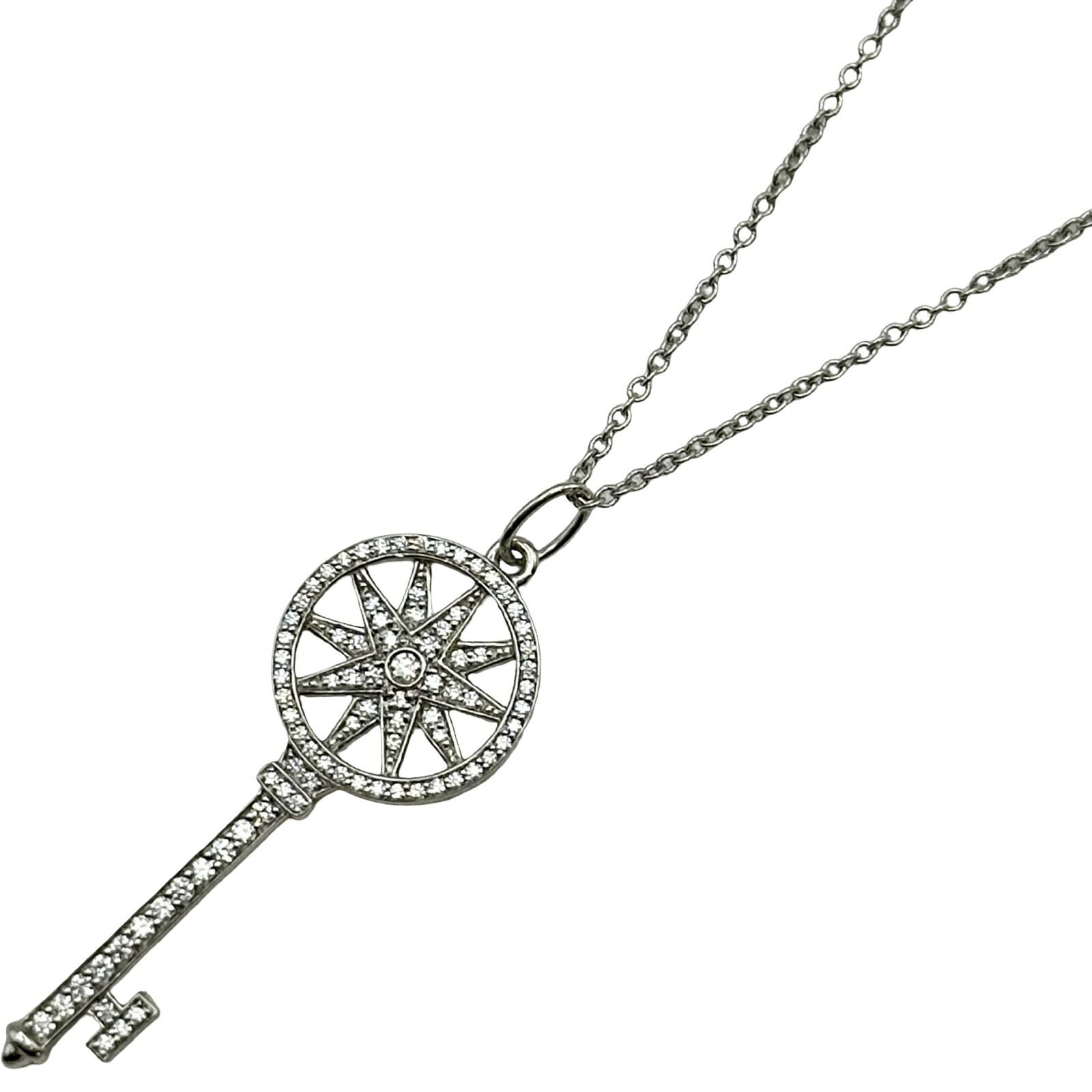 ティファニー TIFFANY＆CO ラウンドスターキーネックレス プラチナ Pt950 ダイヤモンド　 ジュエリー【中古】｜OKURA（おお蔵）店