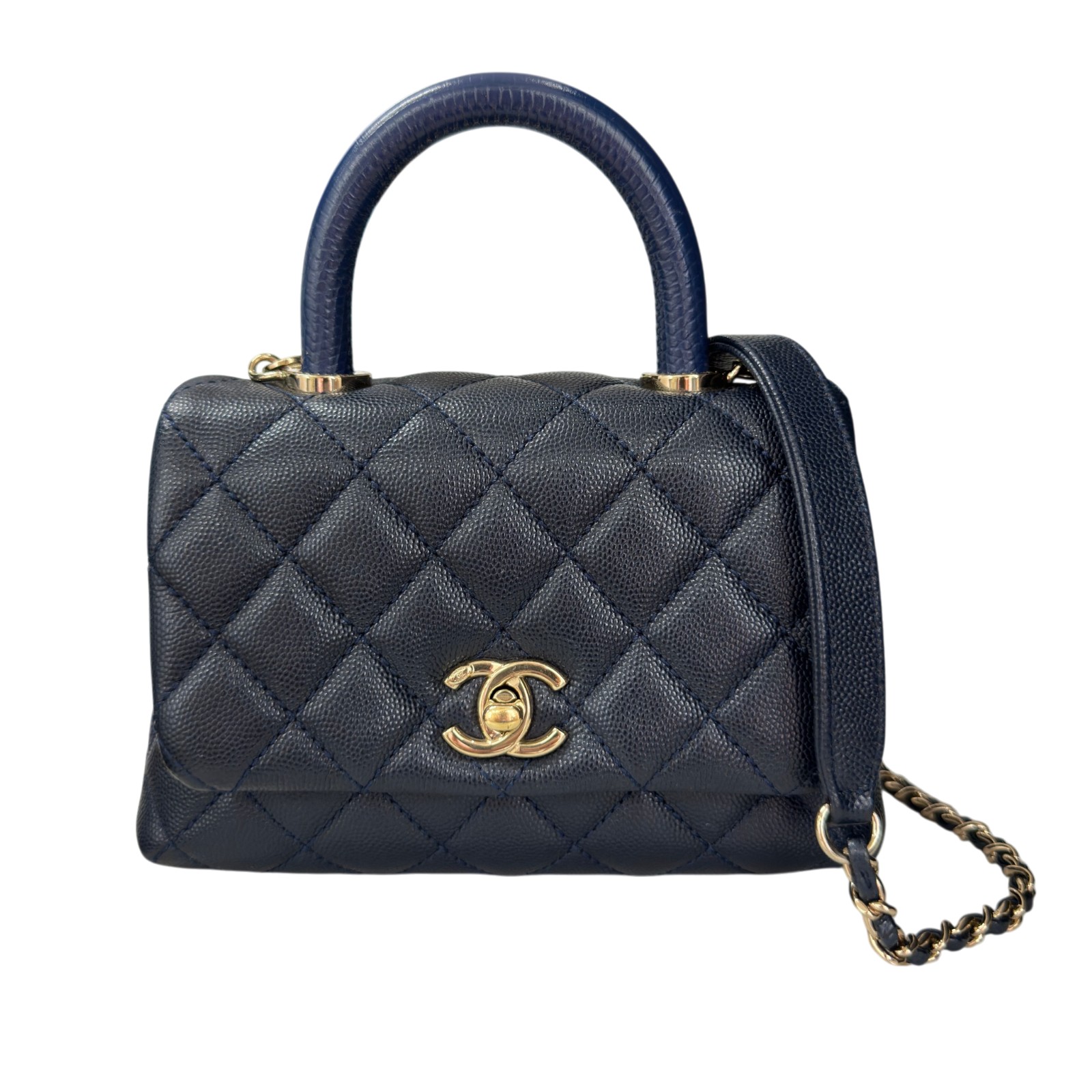 シャネル CHANEL マトラッセ ココハンドルXXS AS2215 31番 米国海軍 ゴールド金具 キャビア人はだ/蜥蜴 レディース ハンドバック【中古】