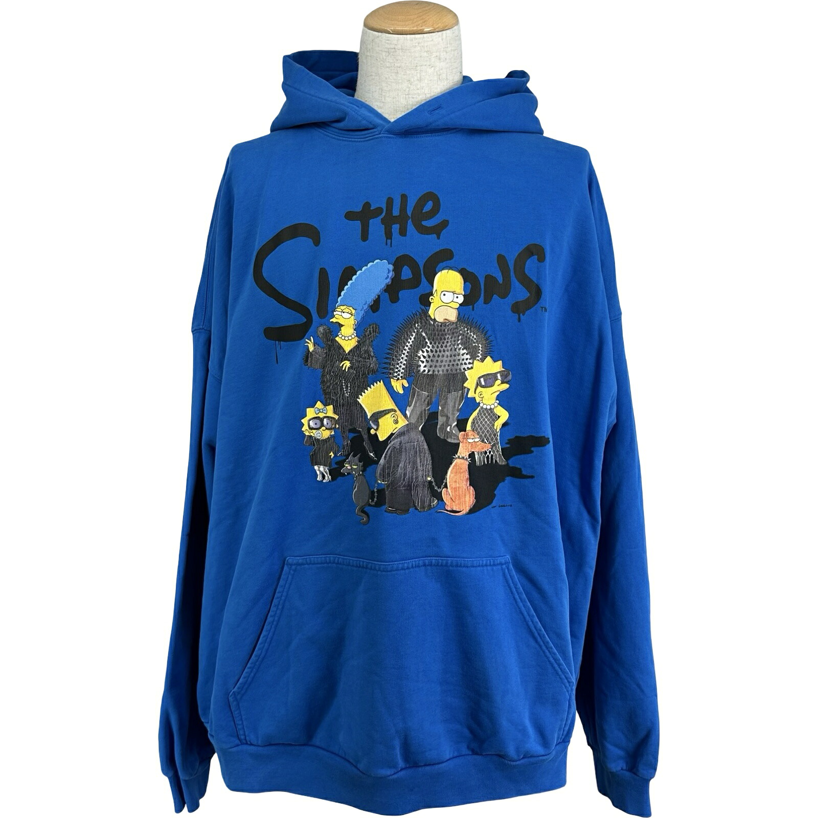 バレンシアガ BALENCIAGA &times;the Simpsons ロゴプリントプルオーバーパーカー 674986 ブルー コットン ユニセックス パーカー【中古】｜OKURA（おお蔵）店