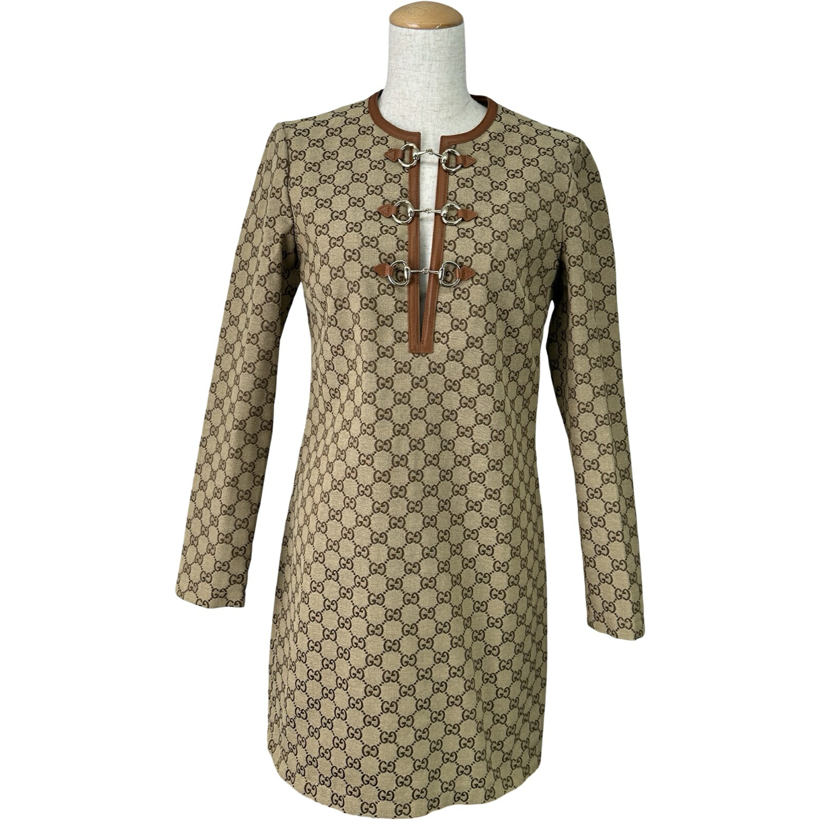 【6/1～ 最大限度30,000円OFF引き換え証！】グッチ GUCCI GGキャンバスホースビットドレス 820404 赤銅色 綿織物 レディース 衣装【中古】