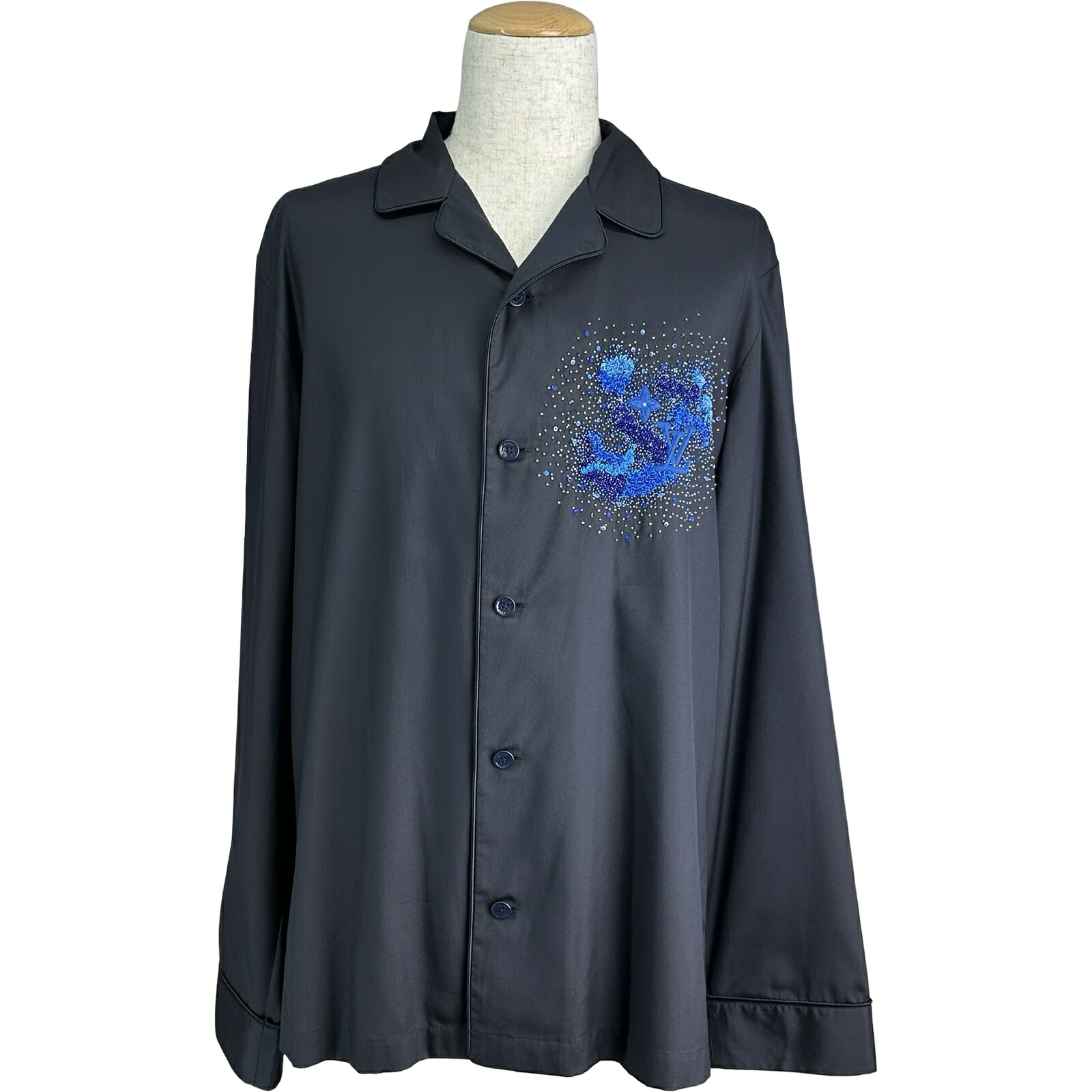 ルイ・ヴィトン LOUIS VUITTON セットアップパジャマシャツ＆パンツ HLS09W ネイビー コットン メンズ セットアップ【中古】｜OKURA（おお蔵）店