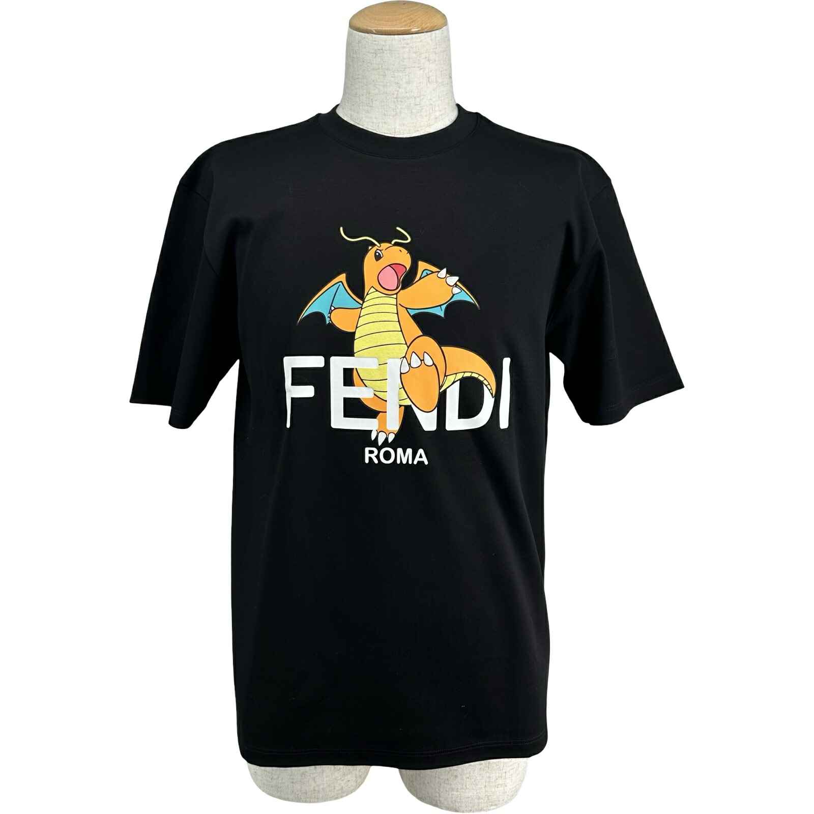 フェンディ FENDI ×FRGMT ×POKEMON カイリュープルオーバー FS9626 黒いこと 綿織物 メンズ 半袖Ｔシャツ【中古】