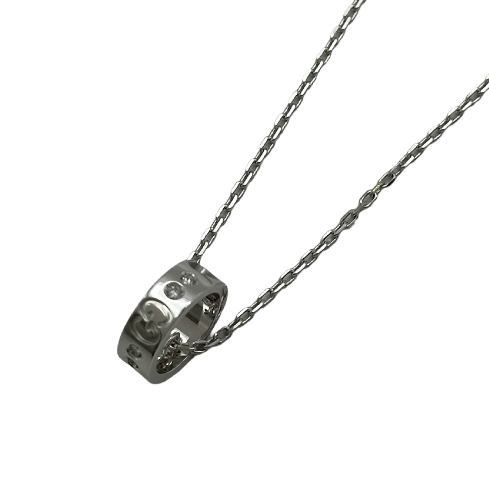 グッチ GUCCI アイコンアモールネックレス ホワイトゴールド AU750 ダイヤモンド ジュエリー【中古】｜OKURA（おお蔵）店