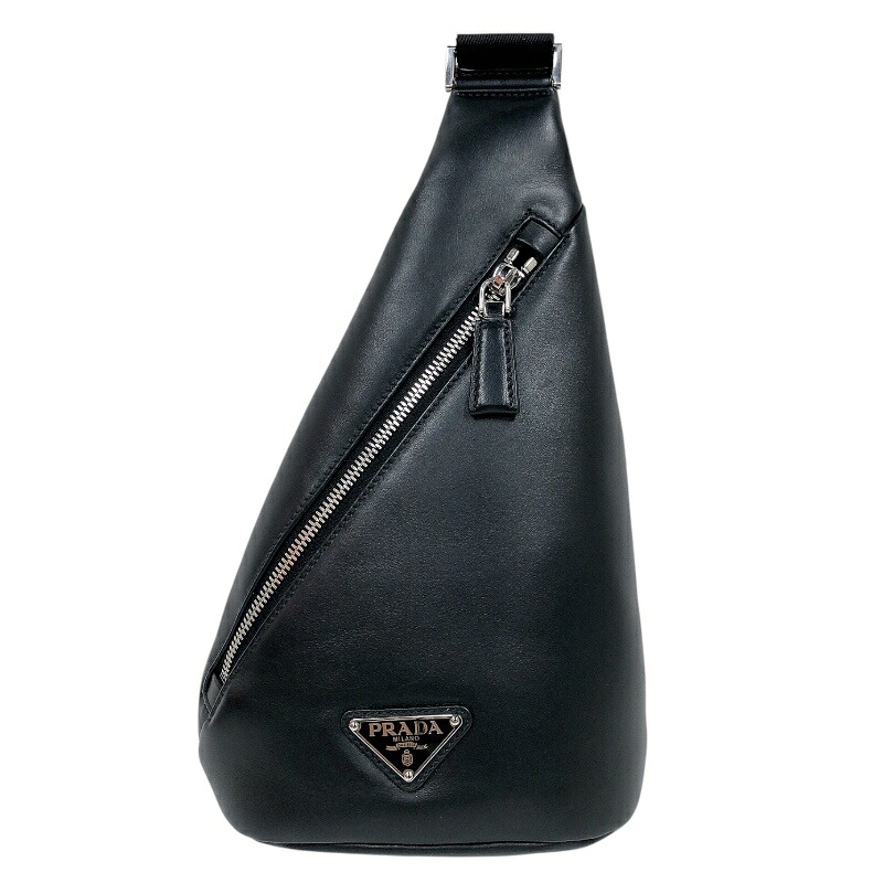 【6/1～ 最大限度30,000円OFFクーポン券！】プラダ PRADA クロスボディバッグ 2VZ098 黒いこと 子ウシ メンズ 上半身御徒面子【中古】