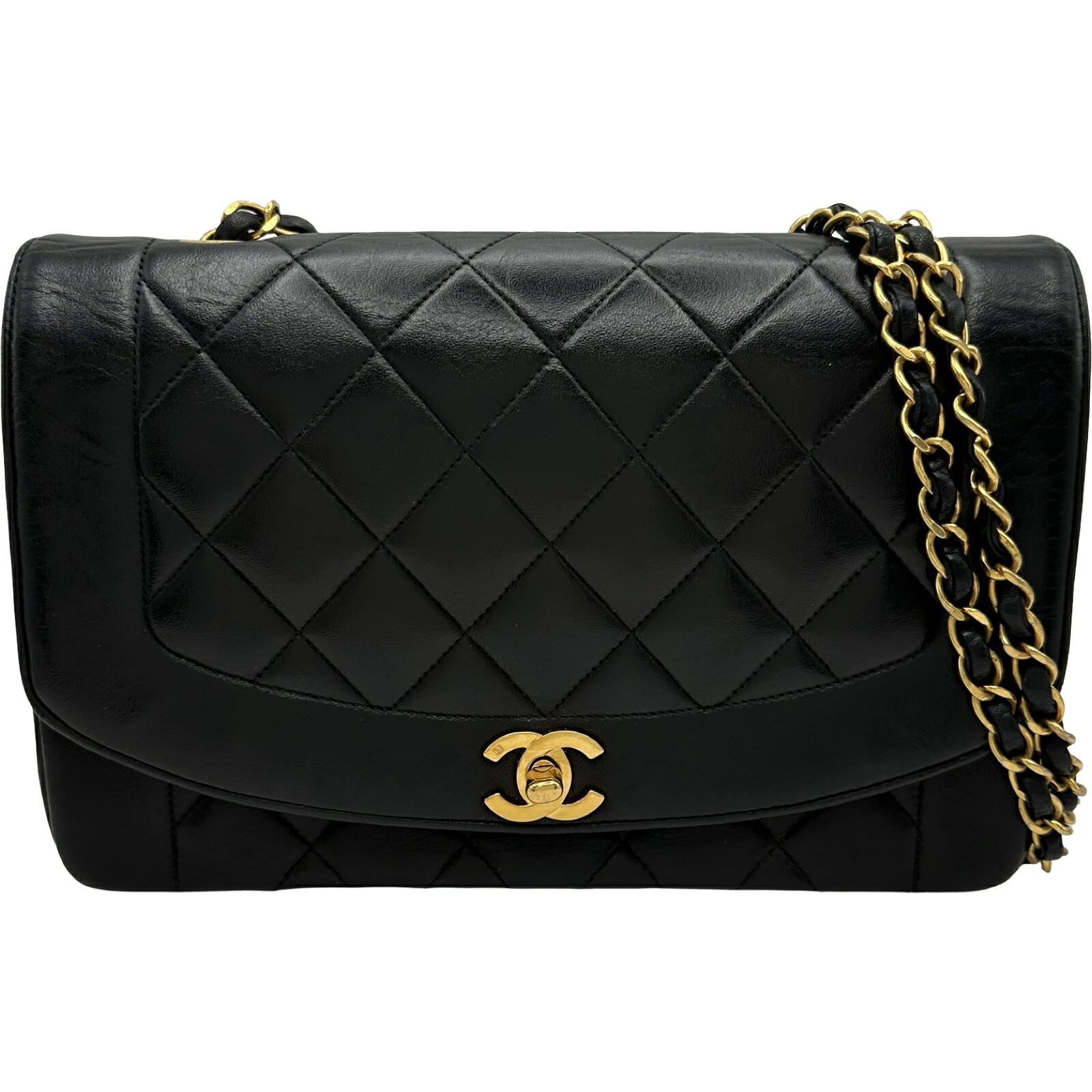 シャネル CHANEL ダイアナ25 A01165 5番台 ブラック ゴールド金具 ラム レディース ショルダーバッグ【中古】|OKURA(おお蔵)店